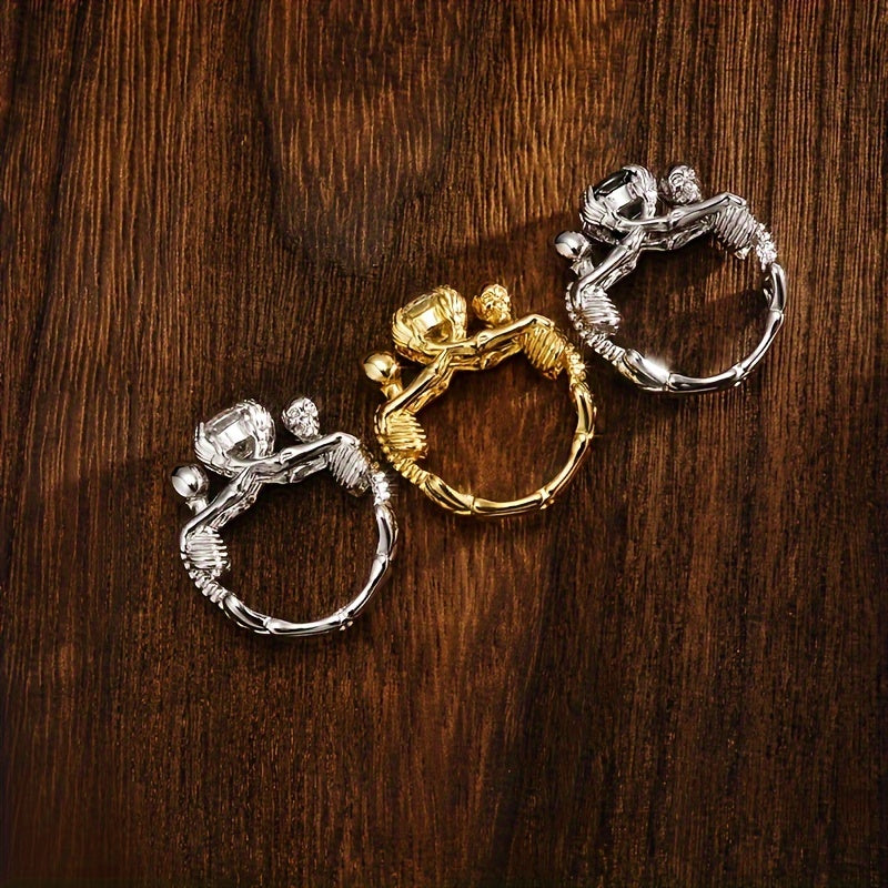 1pc S925 Silver 3 Carat Moissanite Skull Ring For Men And Women, Trendy And Fashionable, Ideal For Party Gifts, Welfare Style