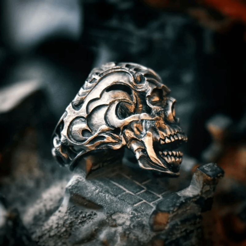 Biomechanical Gothic Skull Ring for His or Her Birthday, Men's Ring, Available in Various Sizes