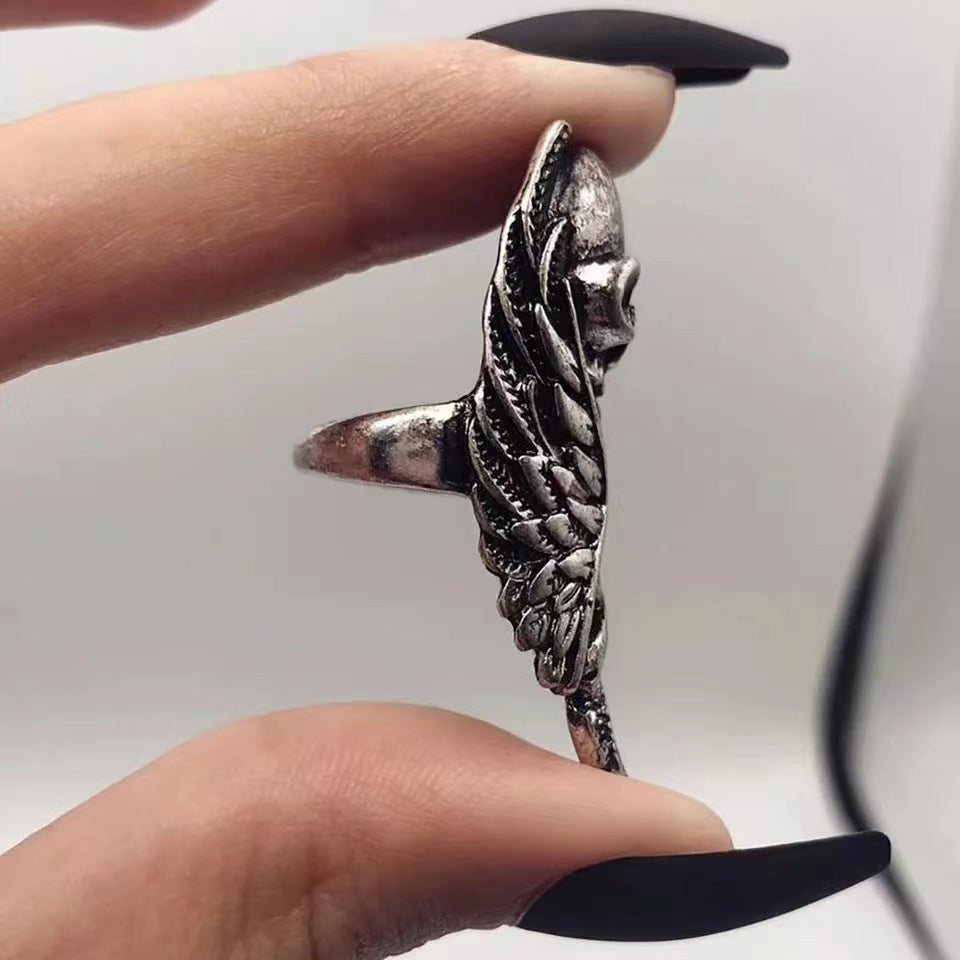 Skull Ring Vintage Punk Style Skull Feather Ring Rock Hip-hop Ring Birthday Gift For Women
