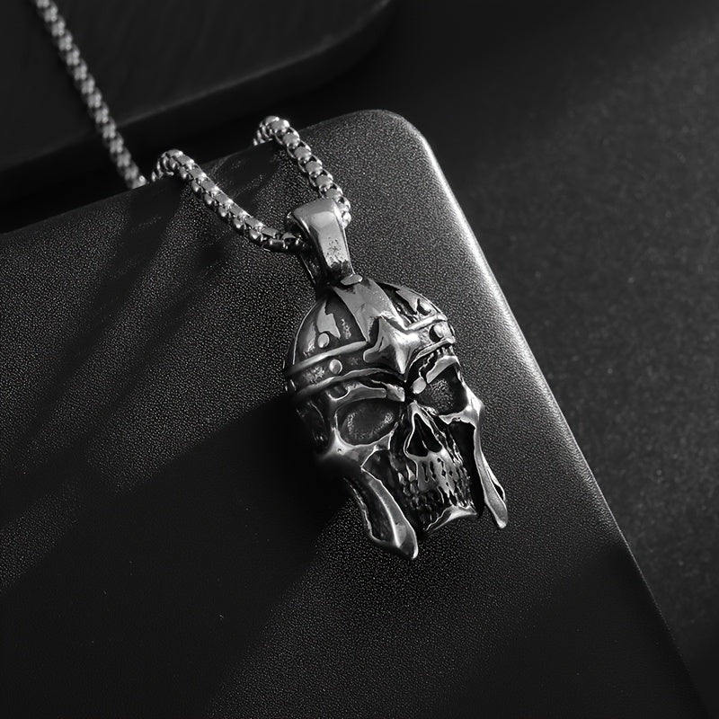 316L Stainless Steel Rebellious Skull Armor Pendant Men'S Hip-hop Punk Necklace Jewelry