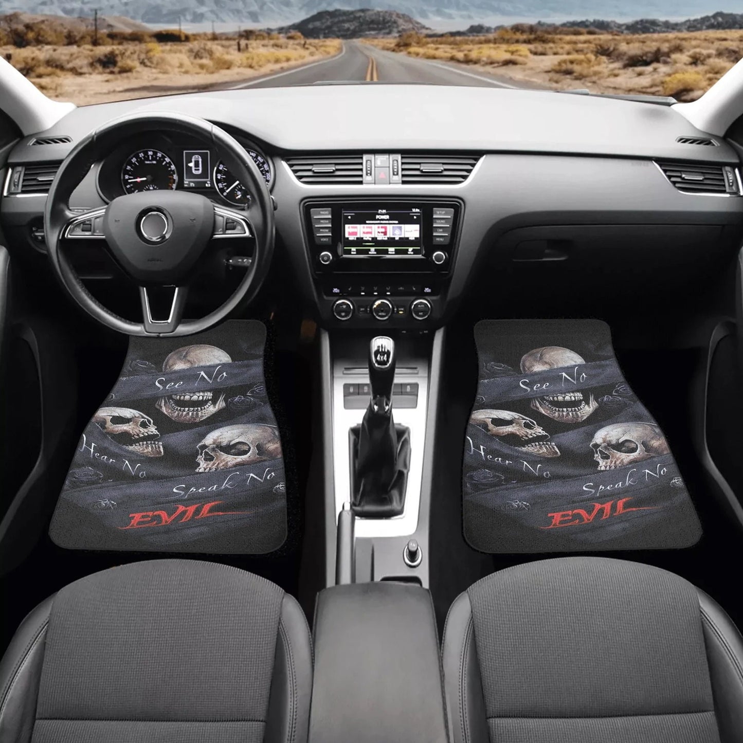 No see no hear no speak evils skull car seat cover car mat, gothic skull car seat cover mats, Halloween evils skull car protector cover mat