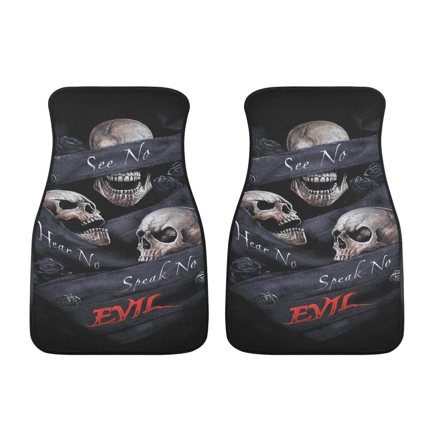 No see no hear no speak evils skull car seat cover car mat, gothic skull car seat cover mats, Halloween evils skull car protector cover mat