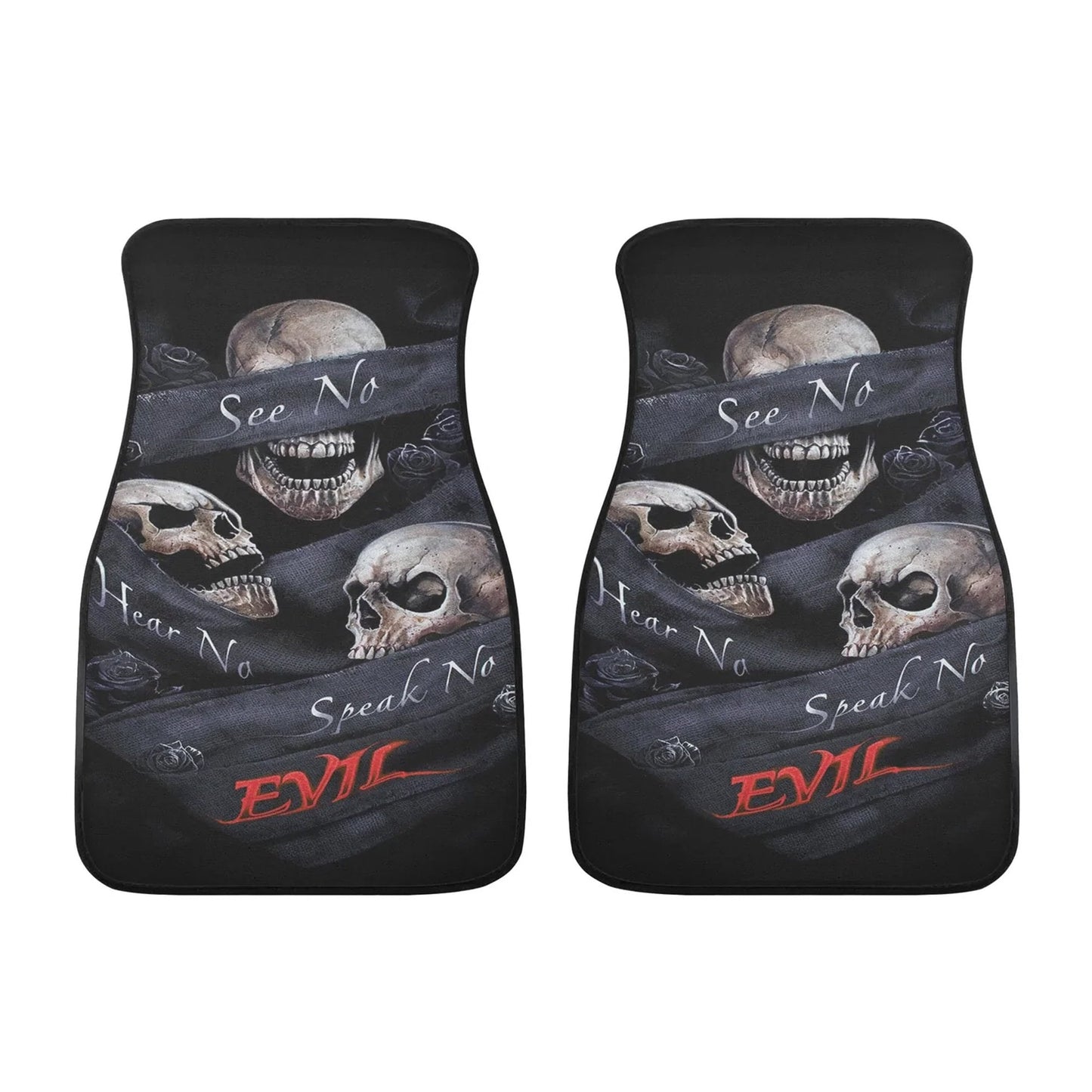 No see no hear no speak evils skull car seat cover car mat, gothic skull car seat cover mats, Halloween evils skull car protector cover mat
