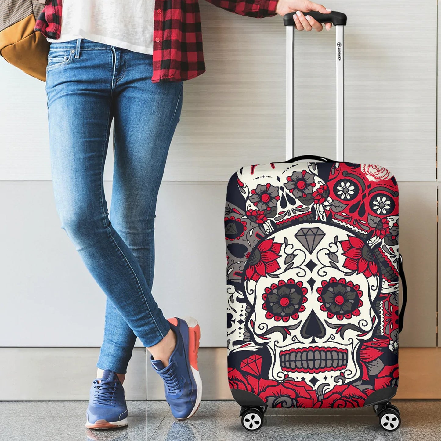 Sugar skull luggage covers, day of the dead candy skull suitcase covers, dia de los muertos calaveras mexican skull luggage suitcase covers