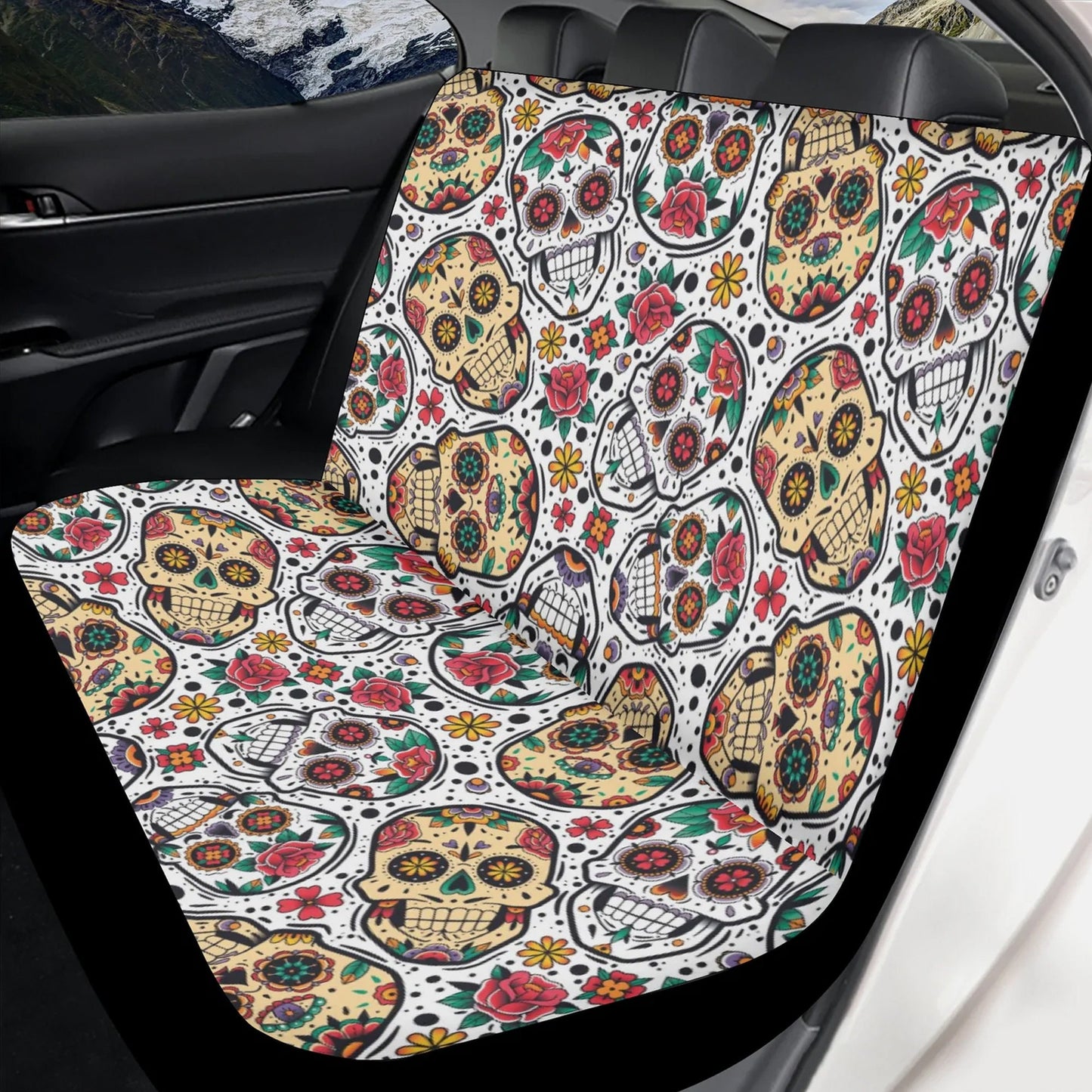 Floral Sugar skull Car Seat Covers car mats, Rose Candy skull car seat cover mats mexican gothic skull car seat protector covers mats