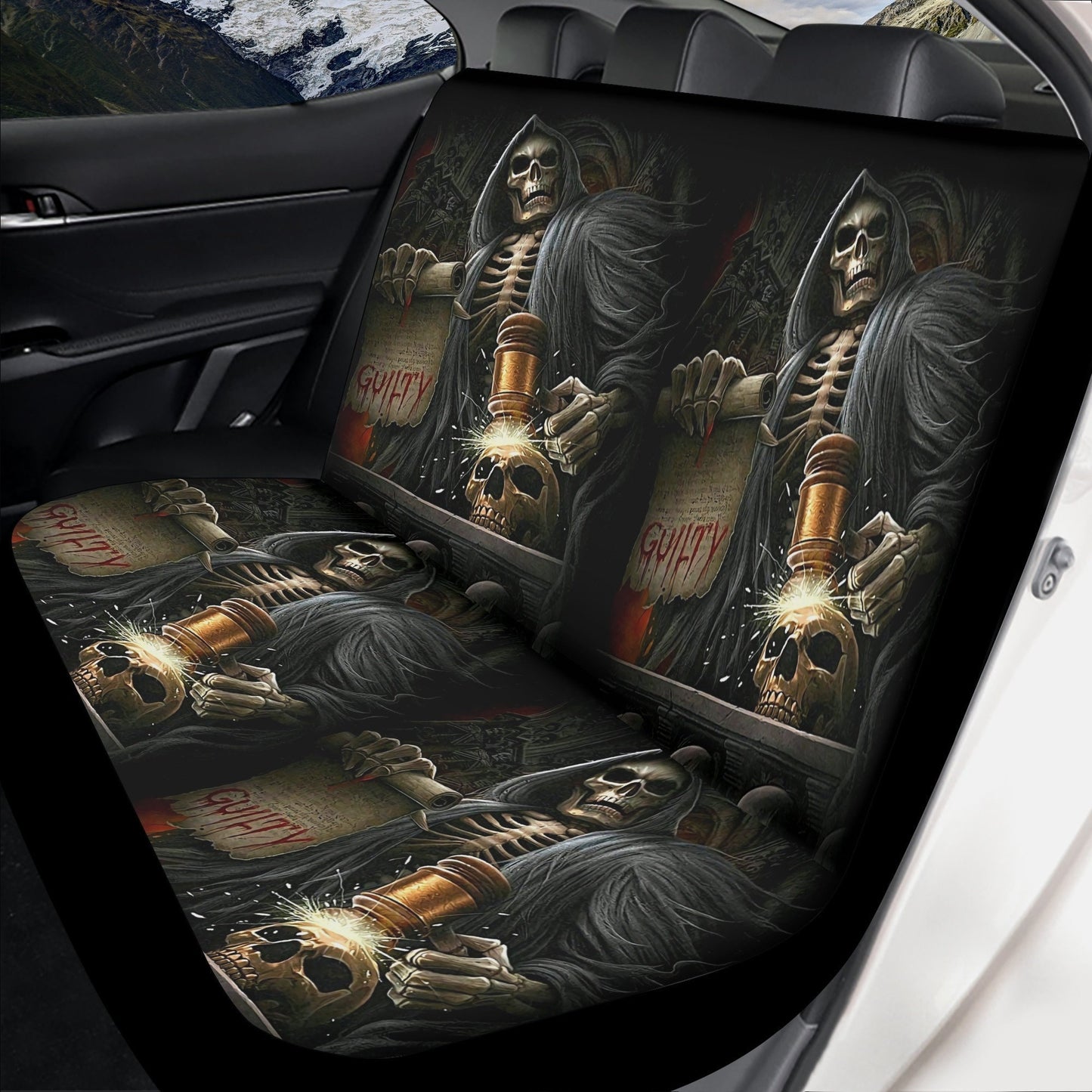 Grim reaper skull Car Seat Cover car mat, Halloween death car seat cover mat ghost skull car seat protector covers mat skeleton car mats
