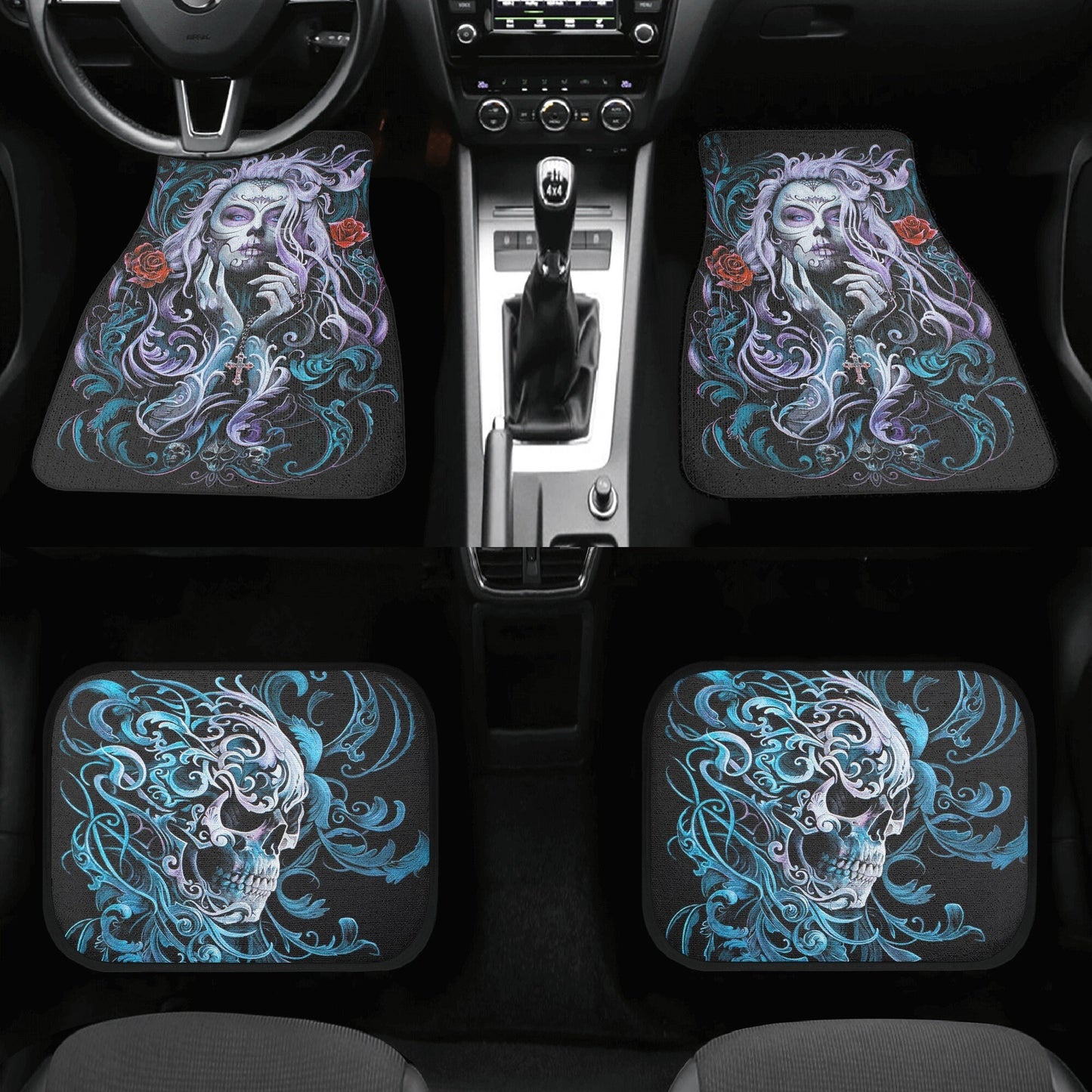 Candy skull girl Car Seat Covers car mat flower skull car seat protector Dia de los muertos girls car mat candy skull car seat cover mats
