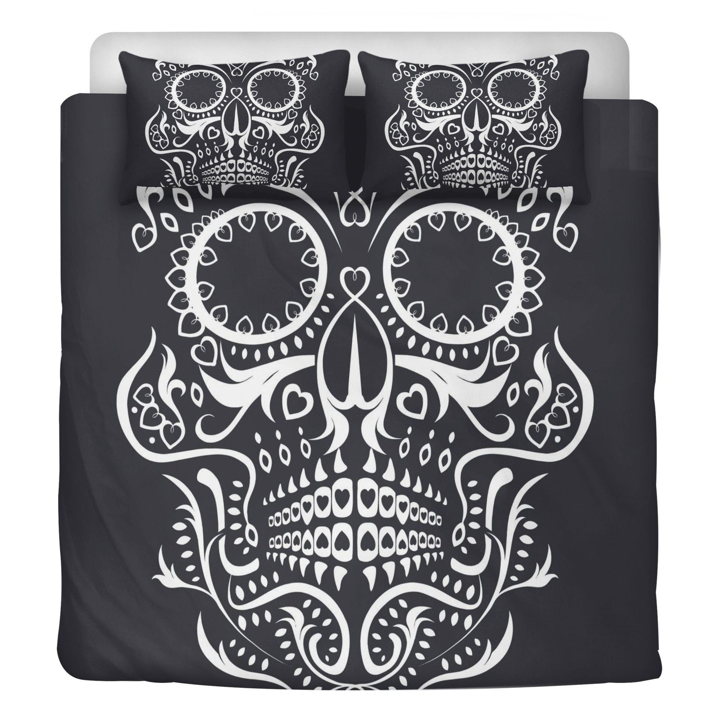 4pcs Floral sugar skull bedding duvet cover set, day of the dead skull candy skull bedding set, sugar skull duvet cover set pillow covers