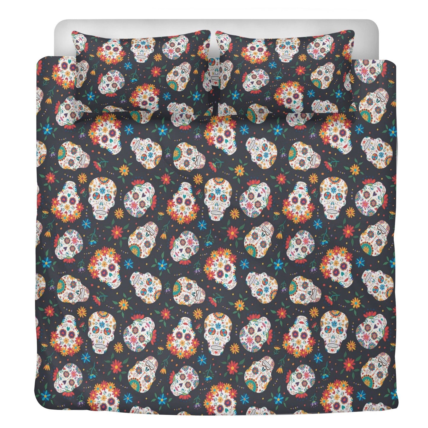 4pcs Rose skull bedding set, Gothic skeleton duvet cover set, Halloween skull bedding set, Grim reaper skull duvet cover skull pillow covers