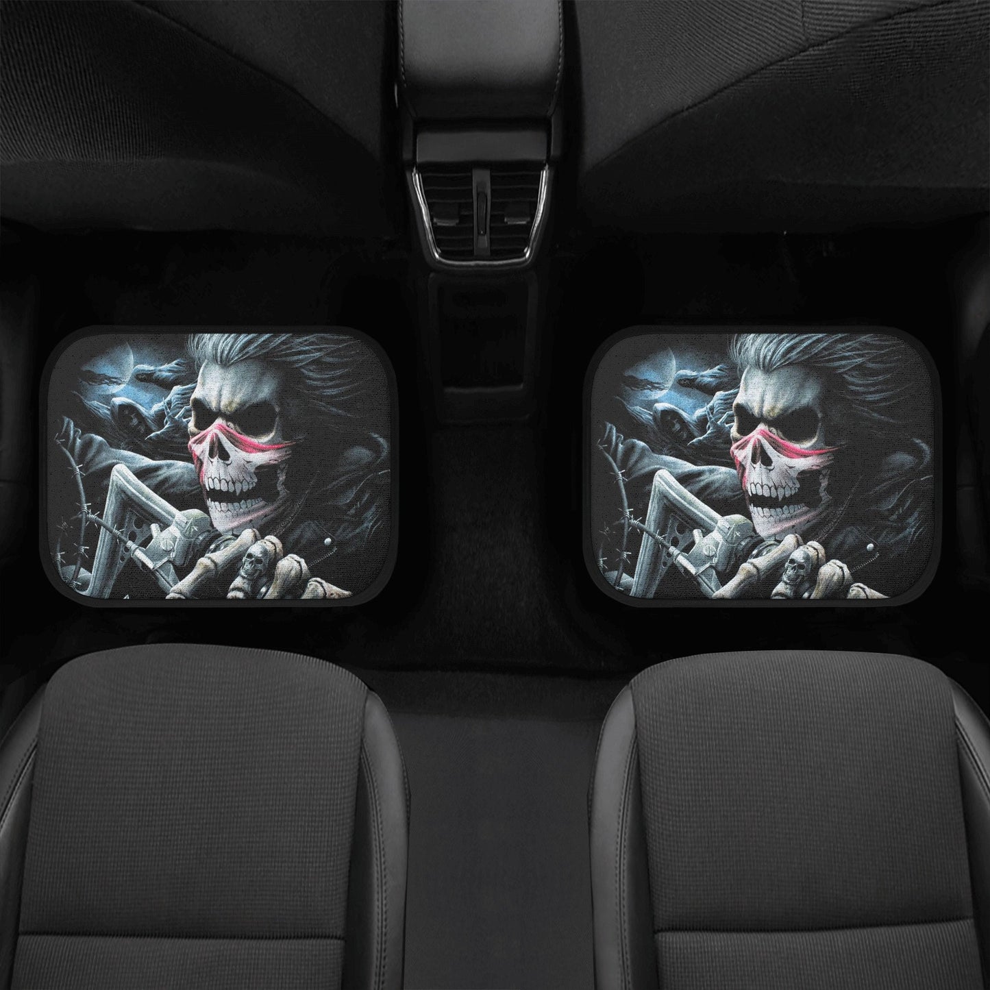 Biker Skull Car Seat Cover car mat Motorcycle skull death car seat cover, biker car seat protector skull mat skeleton car mat seat protector