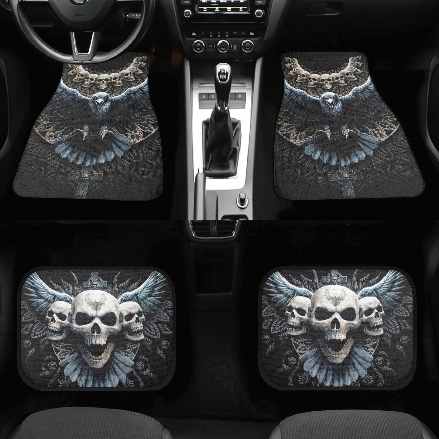 Gothic Skulls bird Car Seat Cover car mat Skeleton death seat cover mat Animal skull car seat protector skull mat skeleton car mat seat tool