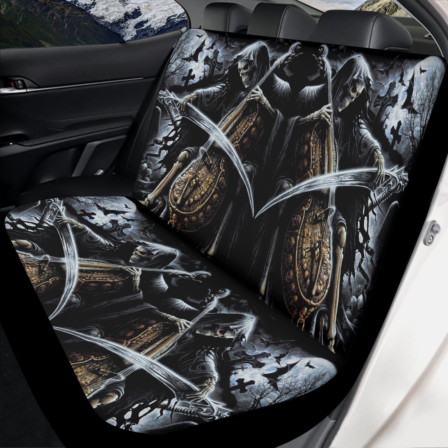 Grim reaper Skull Car Seat Cover car mat Skeleton death seat cover mat Flaming skull car seat protector skull mat skeleton car mat seat tool