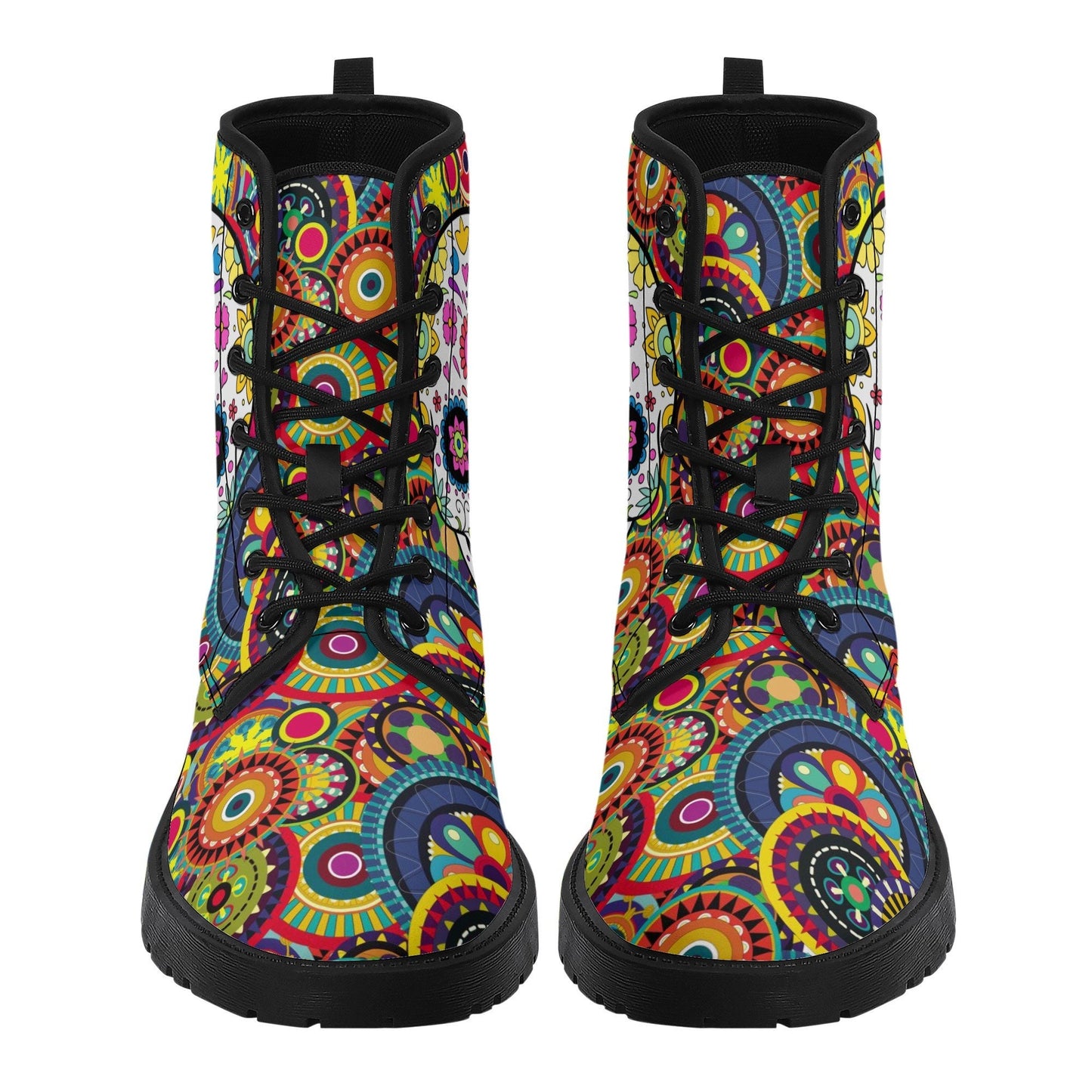 Day of the dead leather boots, sugar skull boots for men women sugar skull women's boots, candy skull women's boots, Calaveras leather boots
