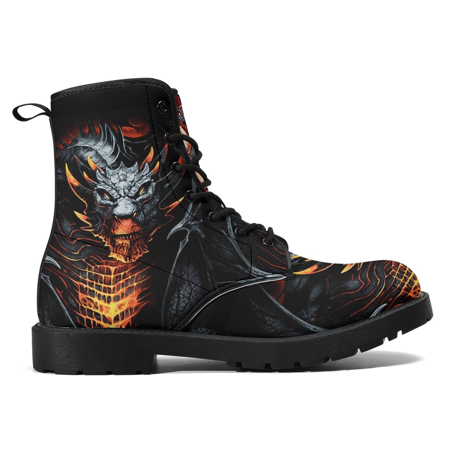 Dragon skull leather boots, Gothic skull boots for men women, Flaming skull women's boots skeleton boots, evil Bikers skull leather boots