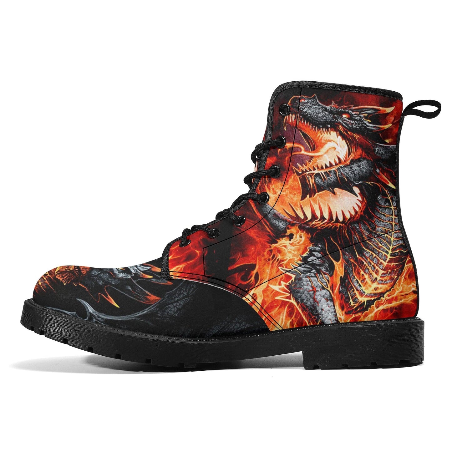Dragon skull leather boots, Gothic skull boots for men women, Flaming skull women's boots skeleton boots, evil Bikers skull leather boots