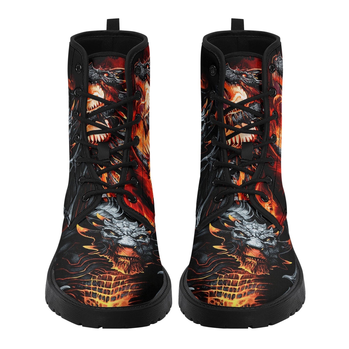 Dragon skull leather boots, Gothic skull boots for men women, Flaming skull women's boots skeleton boots, evil Bikers skull leather boots