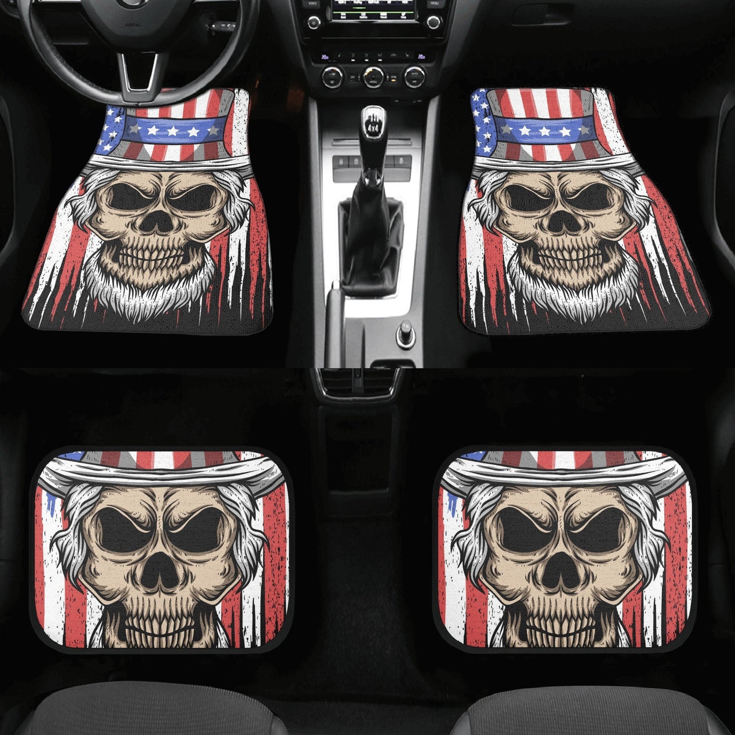 Skull Car Seat Cover car mat full set, American skull seat cover mat for car, skull seat cover for car, gothic skull car mat seat protector