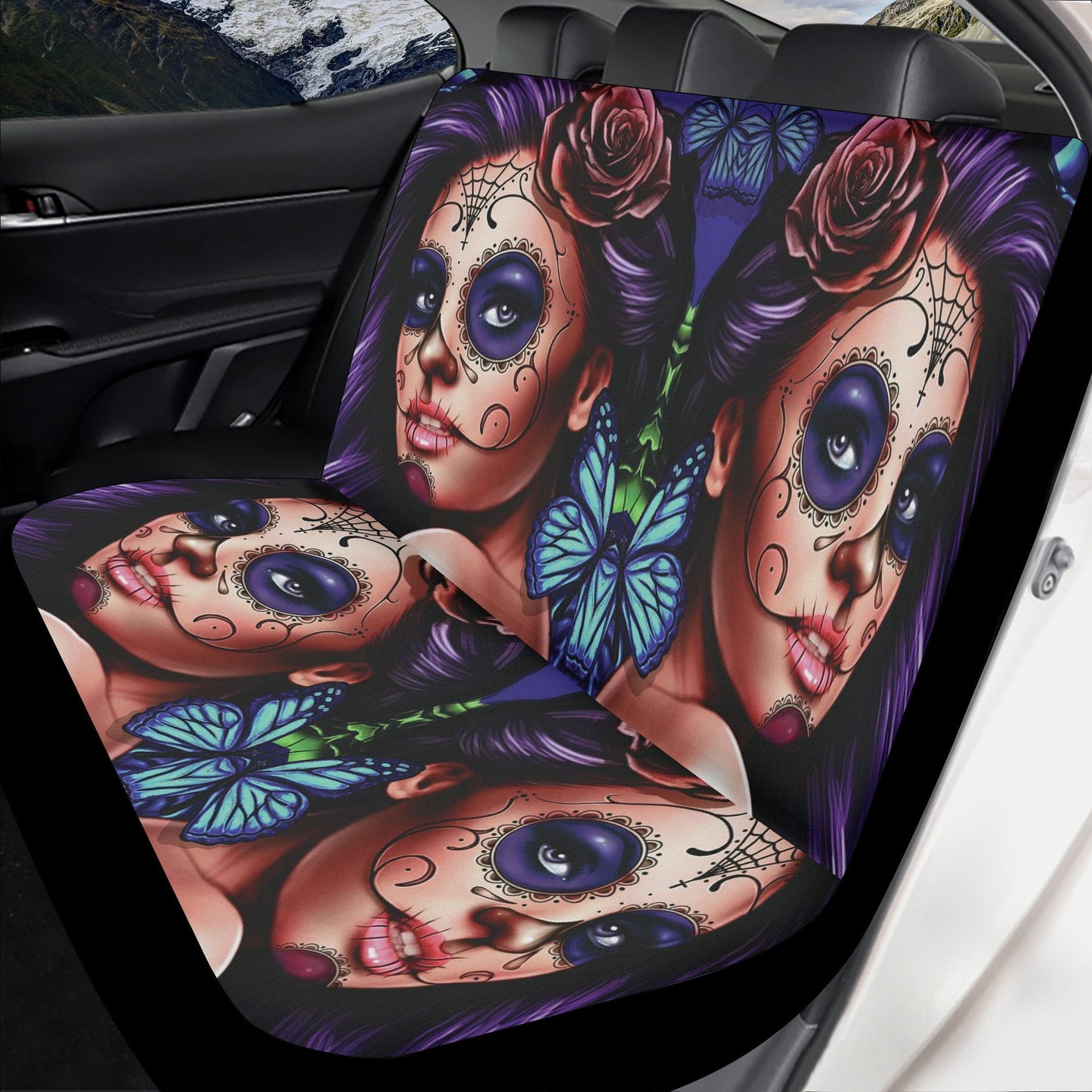 Girl Sugar skull Car Seat Covers car mat flower skull car seat protector rose Mexican skull car mat candy skull car accessories seat cover