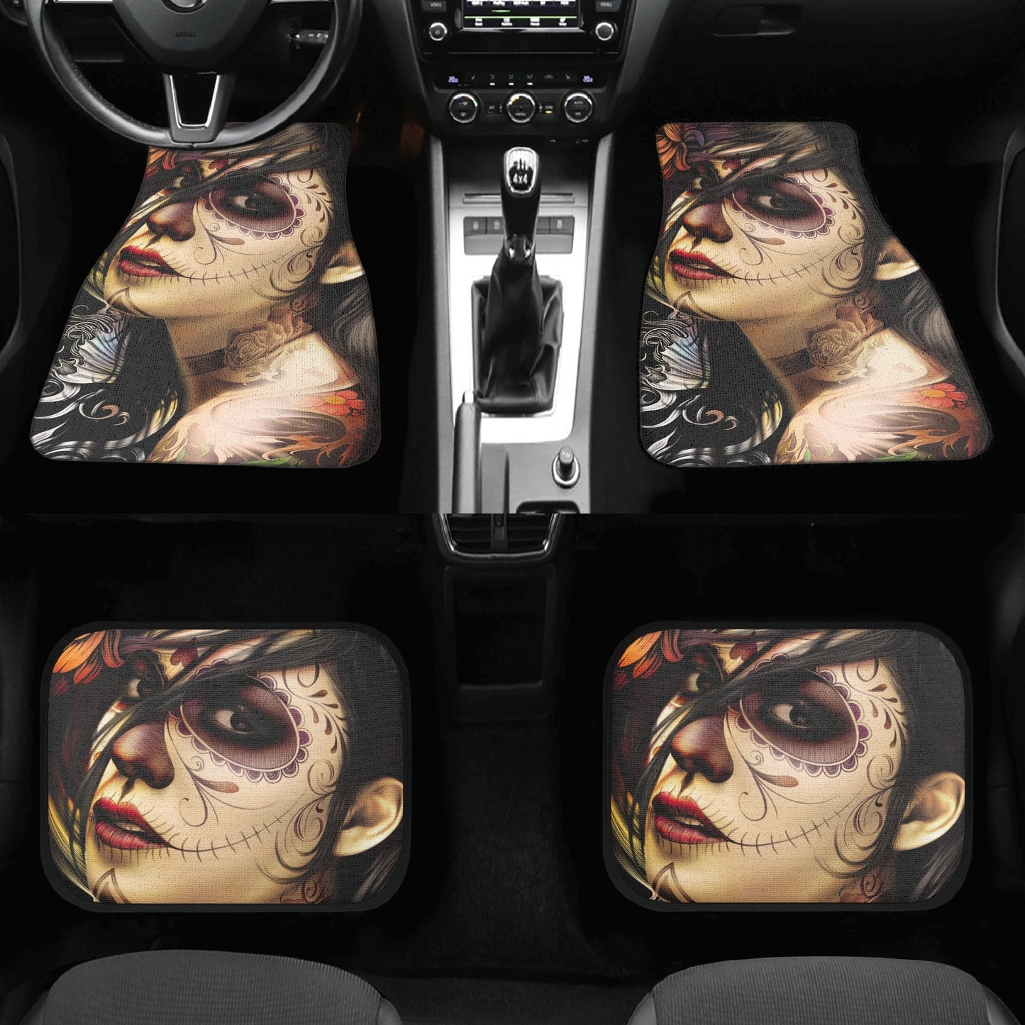 Sugar skull girl car seat cover, Sugar skull Car Seat Covers car mat flower skull car seat protector candy skull car accessories seat cover