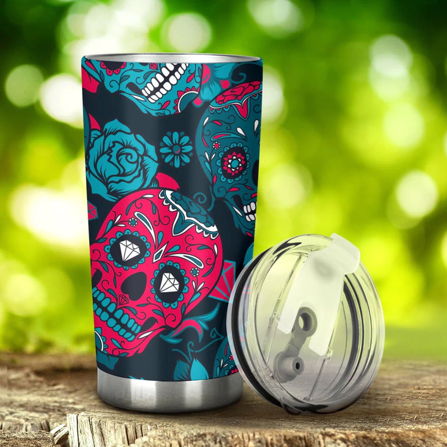 Mexican skull tumbler, sugar skull cup mug tumbler, Day of the dead skull tumbler, skull tumbler mug cup, Candy skull gothic mug cup tumbler