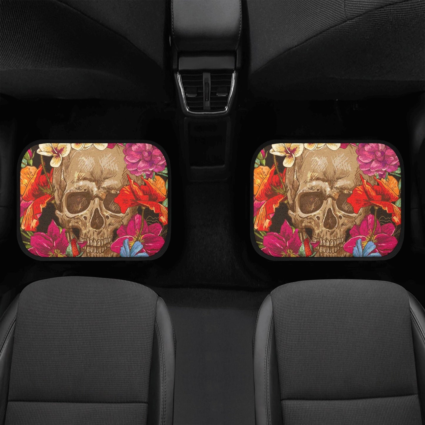 Rose day of the dead Skull Car Seat Cover car mat full set, skull seat cover mat for car, skull car mat, gothic skull mat seat cover for car