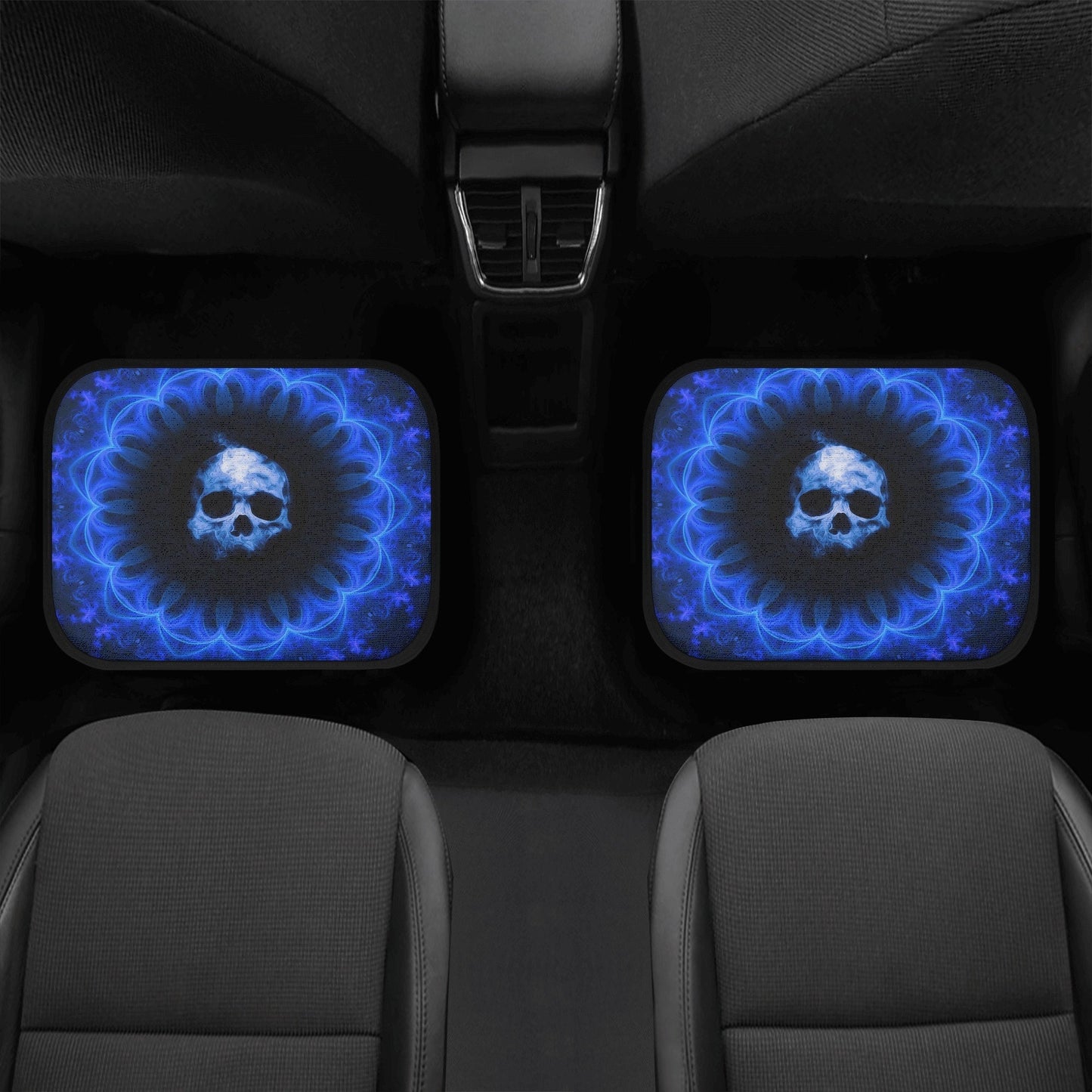 Gothic Skull Car Seat Cover car mat full set, Grim reaper skull seat cover mat for car Flaming skull gothic car seat cover Halloween car mat