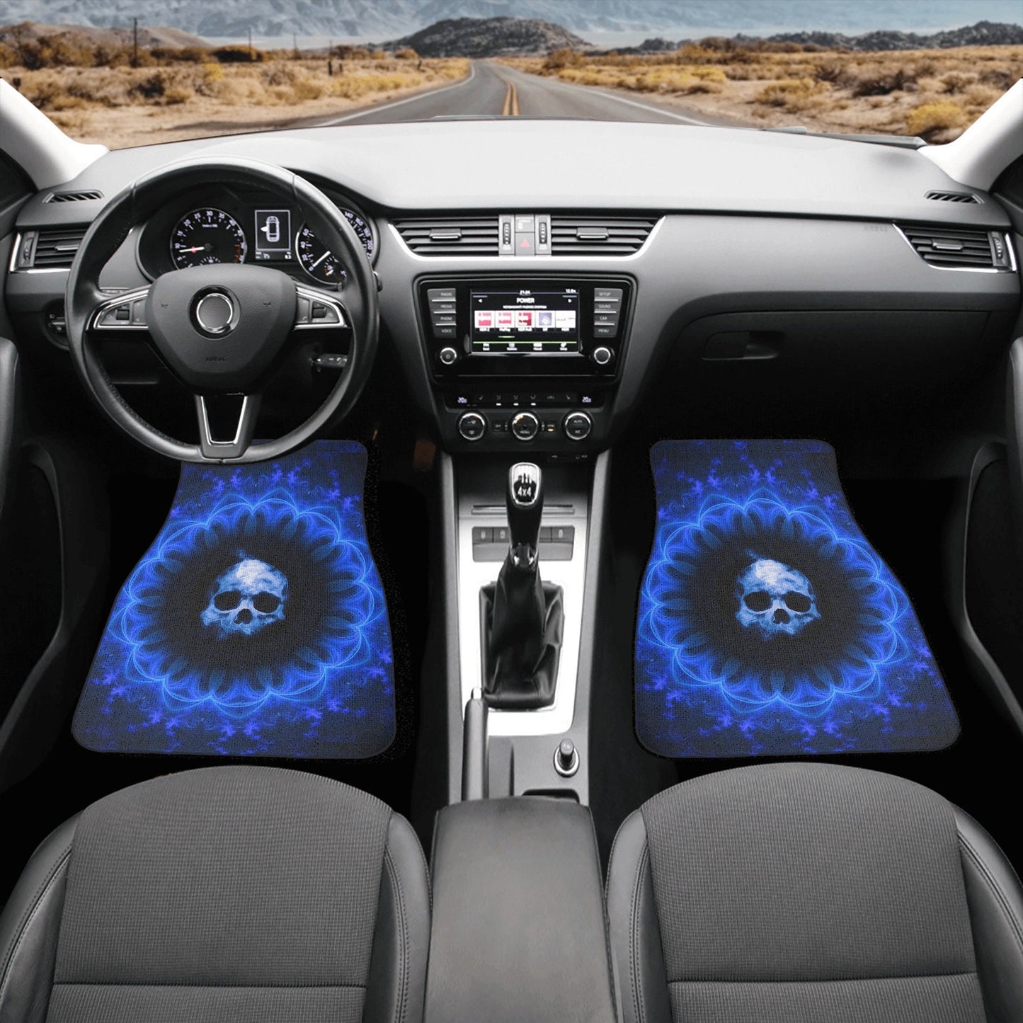 Gothic Skull Car Seat Cover car mat full set, Grim reaper skull seat cover mat for car Flaming skull gothic car seat cover Halloween car mat