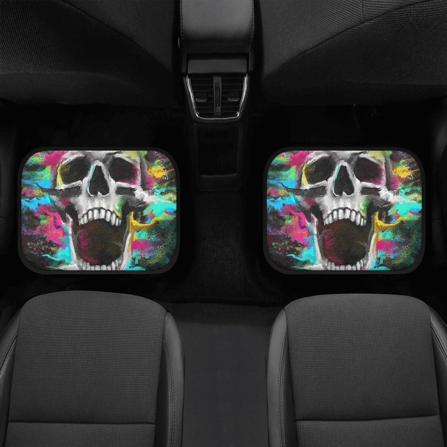Gothic Skull Car Seat Cover car mat full set, Grim reaper skull seat cover mat for car Flaming skull gothic car seat cover Halloween car mat