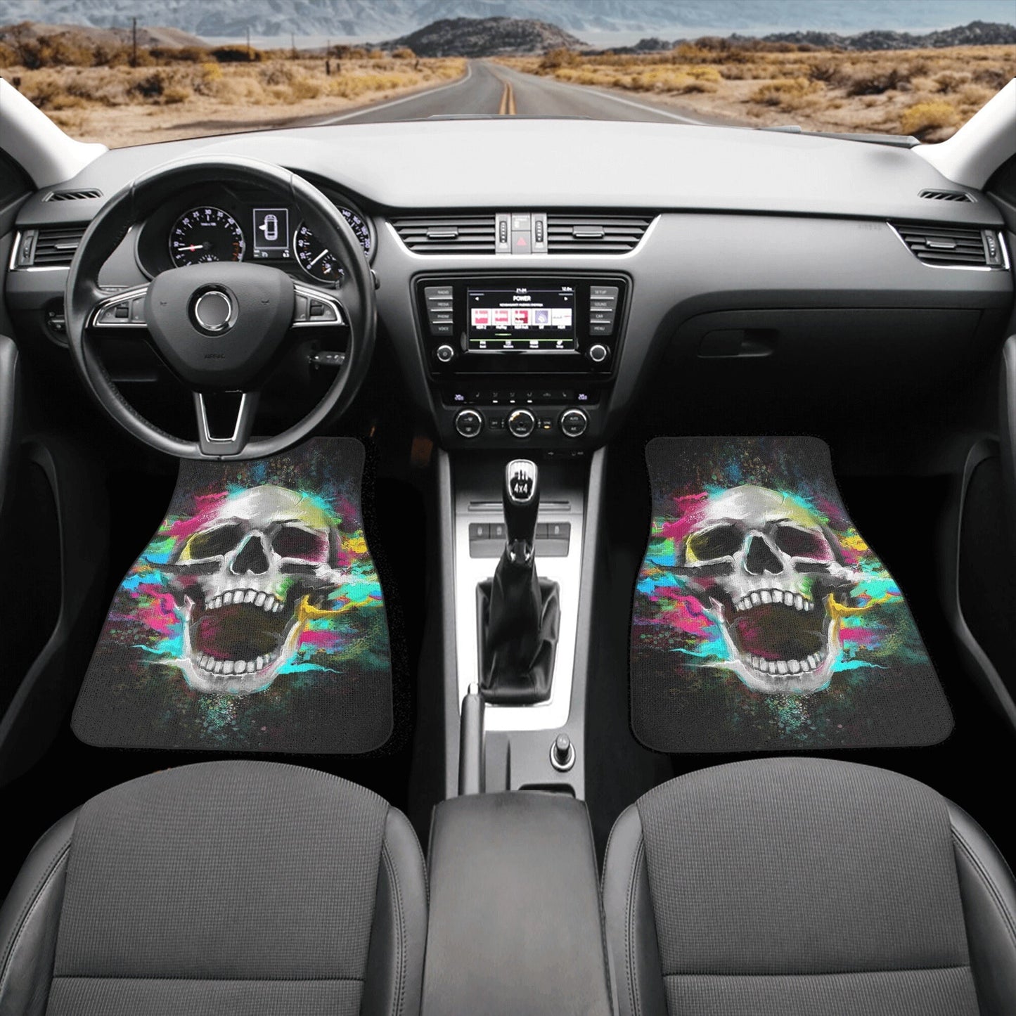 Gothic Skull Car Seat Cover car mat full set, Grim reaper skull seat cover mat for car Flaming skull gothic car seat cover Halloween car mat