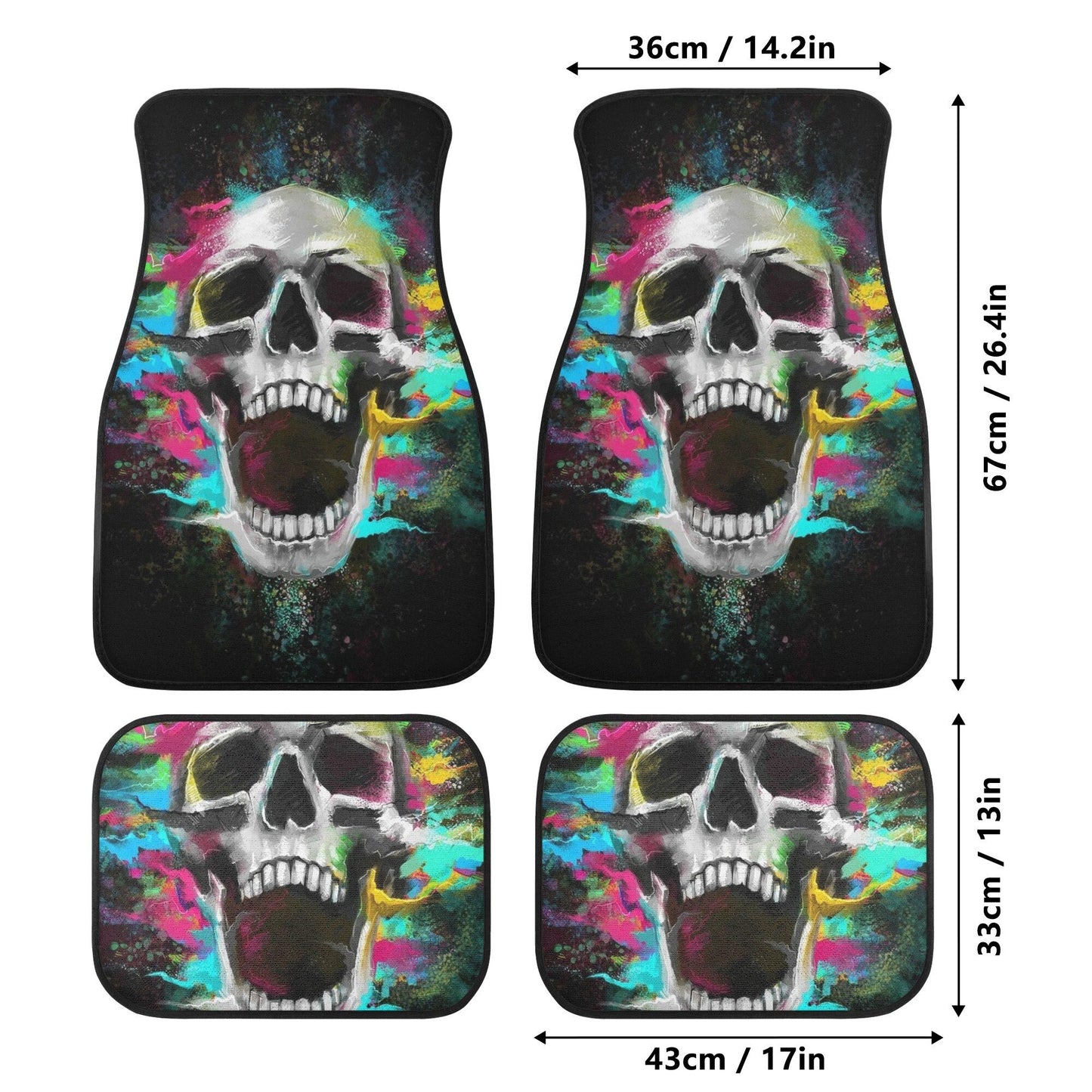 Gothic Skull Car Seat Cover car mat full set, Grim reaper skull seat cover mat for car Flaming skull gothic car seat cover Halloween car mat