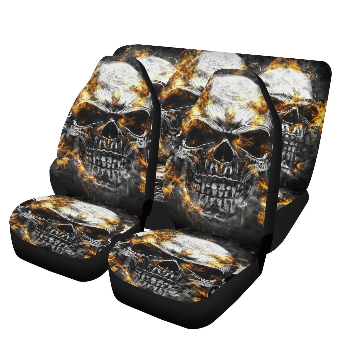 Flaming Skull Car Seat Cover car mat full set, Grim reaper skull seat cover mat for car Gothic skull car seat cover, skull mat cover for car