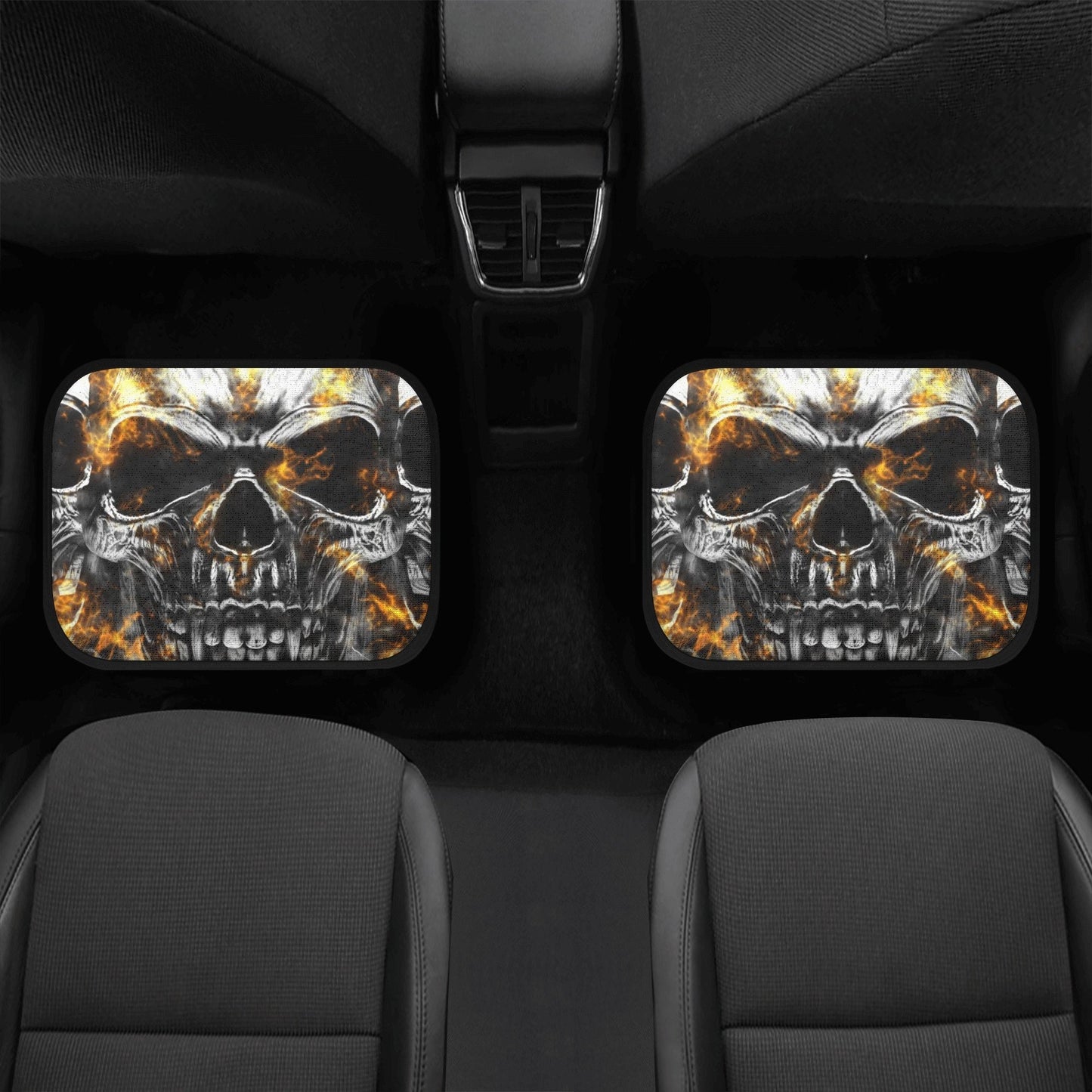 Flaming Skull Car Seat Cover car mat full set, Grim reaper skull seat cover mat for car Gothic skull car seat cover, skull mat cover for car