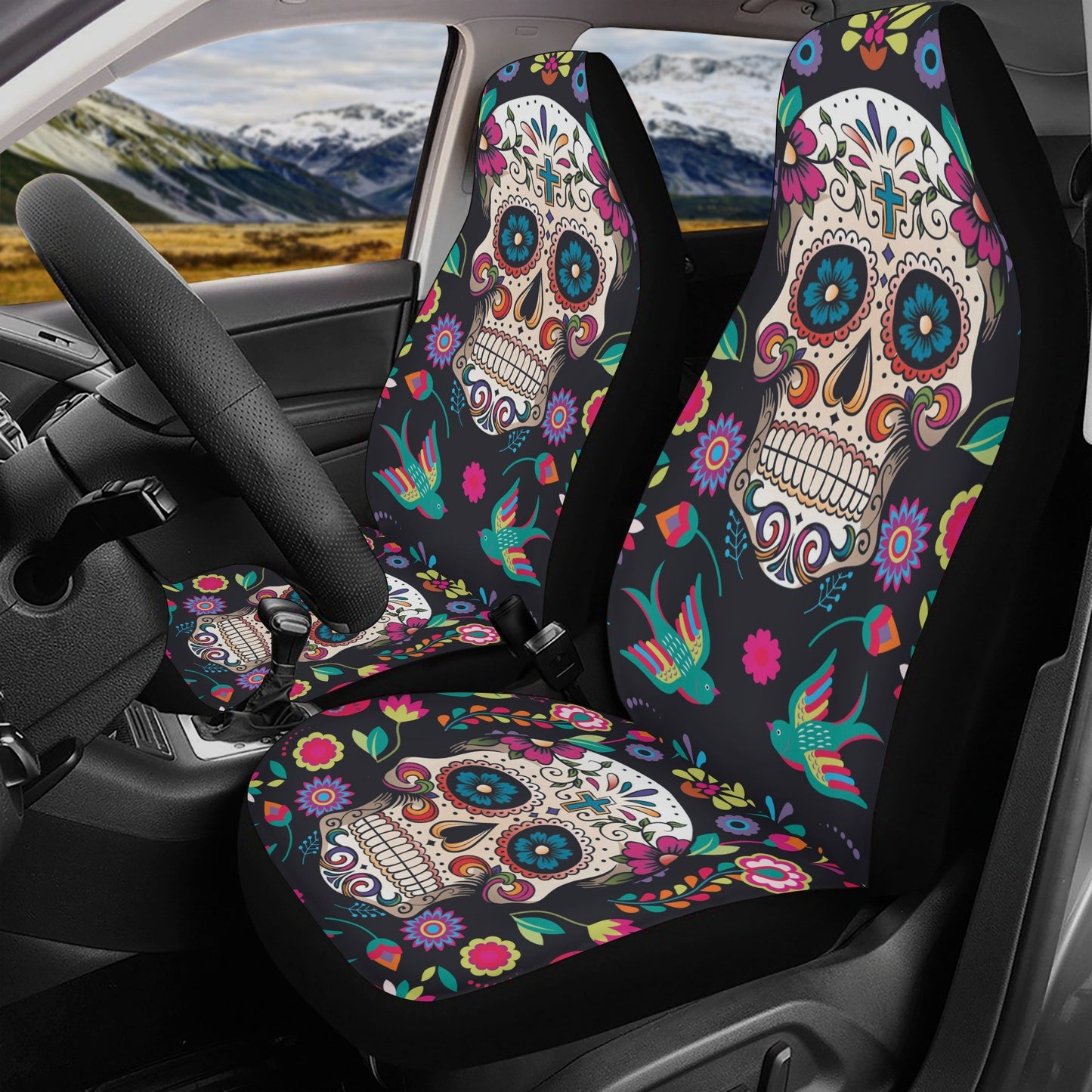 Dia de los muertos calaveras Car Seat Covers car mats, day of the dead car seat cover mats, sugar skull car accessories seat covers mats