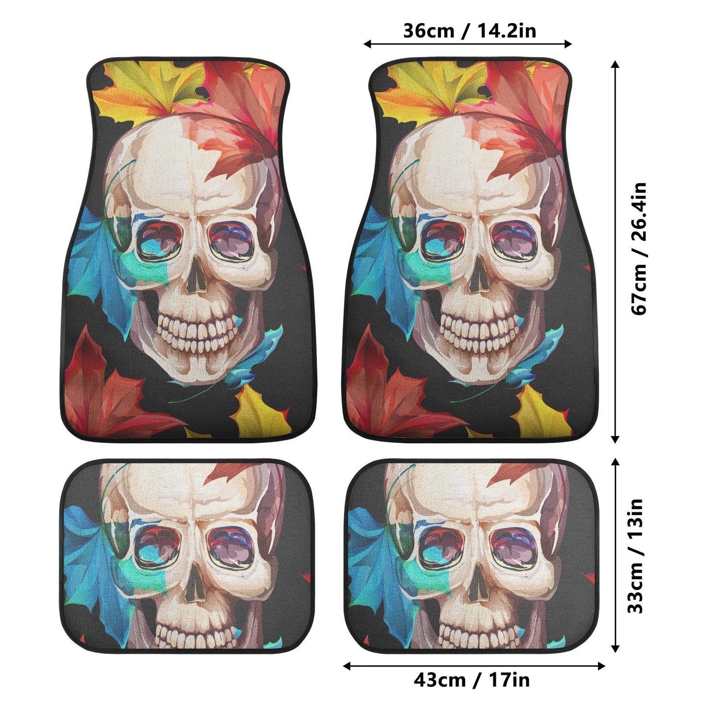 Beautiful skull car seat cover, skull rug mat for car Halloween skeleton car seat cover floral gothic skull car seat cover car mat protector