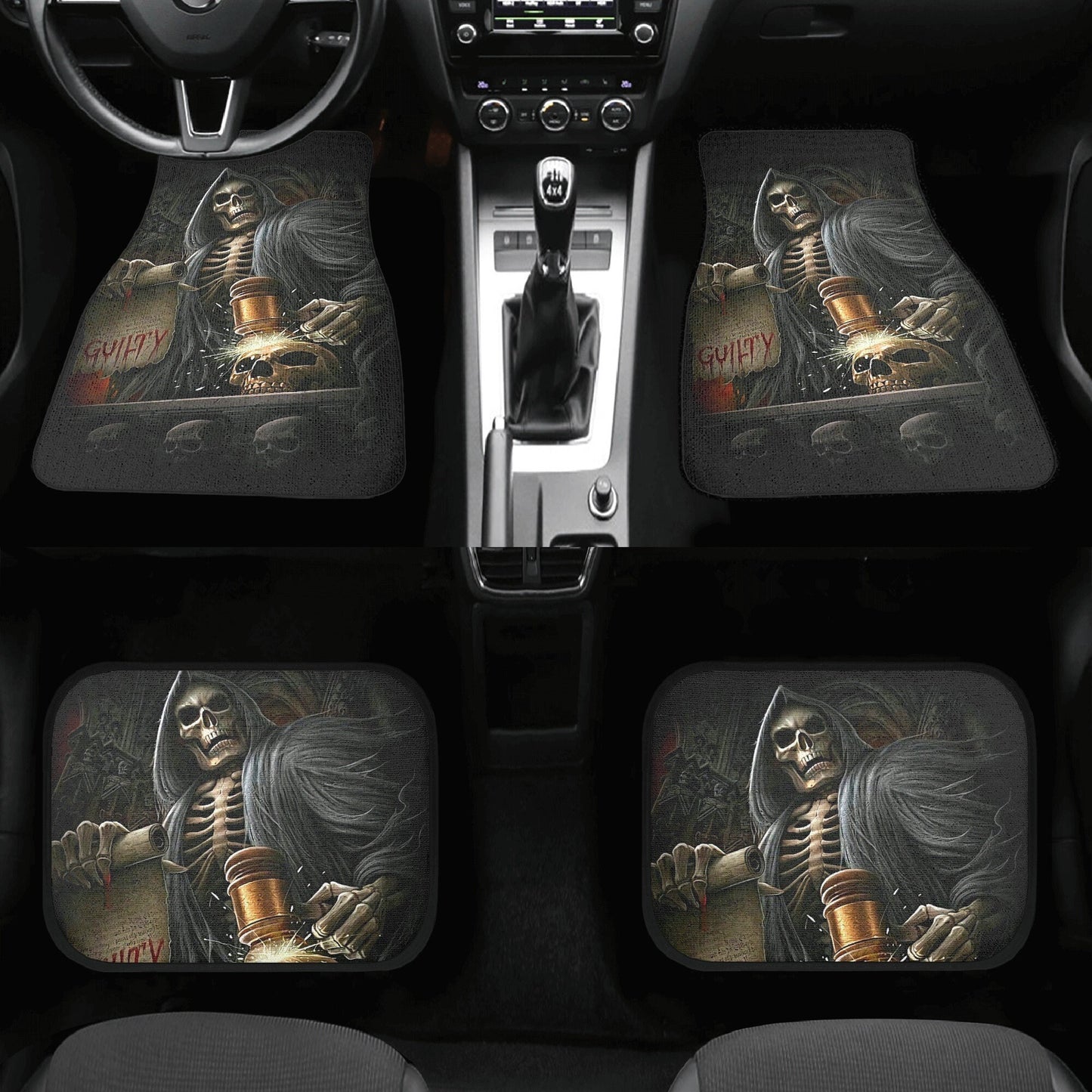 Grim reaper skull Car Seat Cover car mat, Halloween death car seat cover mat ghost skull car seat protector covers mat skeleton car mats