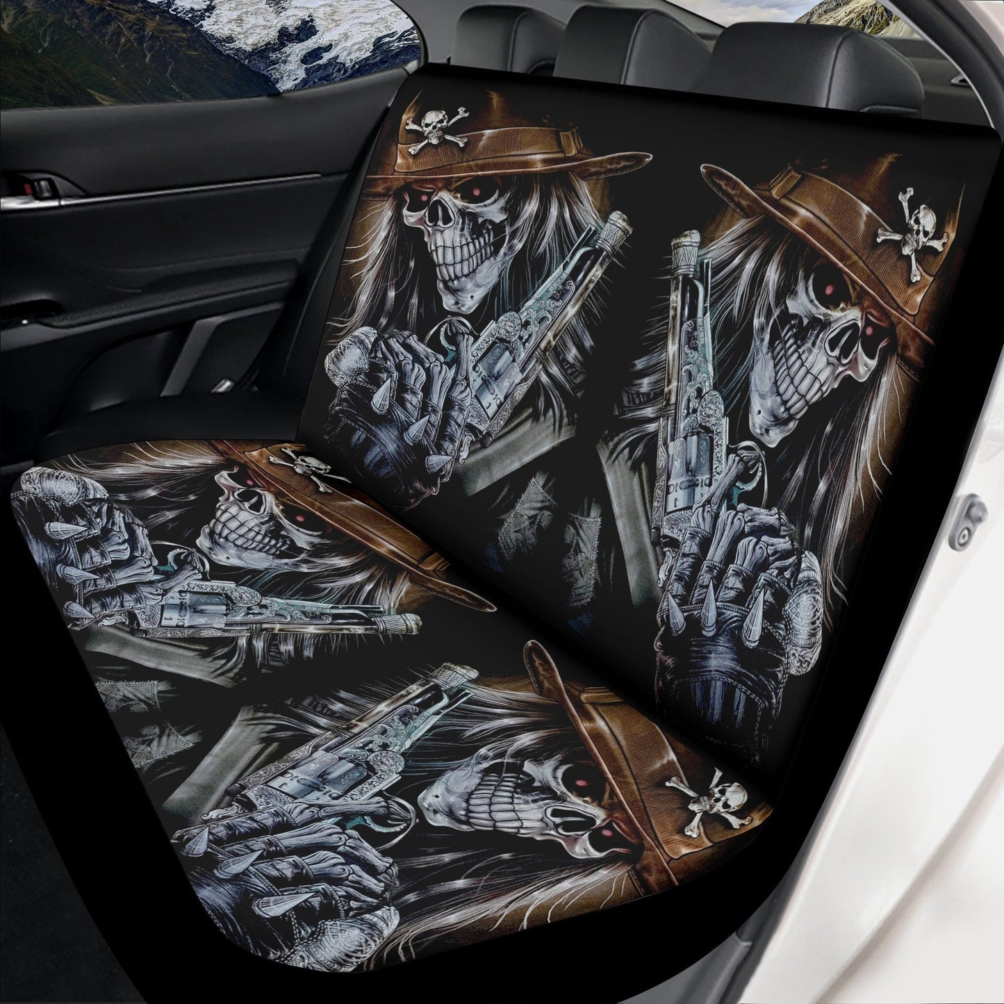 Grim reaper skull Car Seat Cover mat, Skeleton seat cover mat skeleton car seat cover, Halloween evil skull seat protector cover mat for car