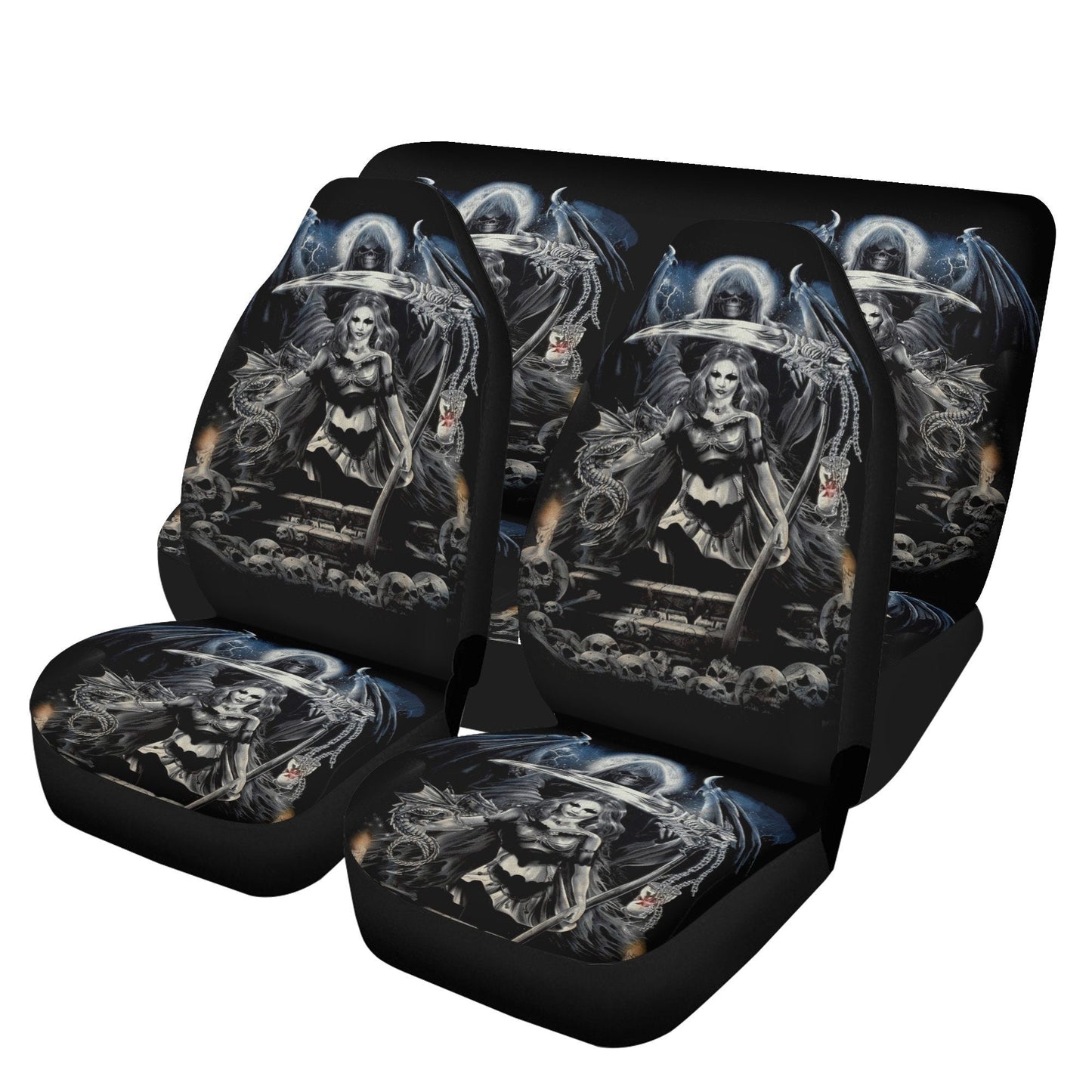 Gothic skull Car Seat Cover mat Grim reaper skull seat cover mat for car Halloween skull skeleton seat protector cover mat protector for car