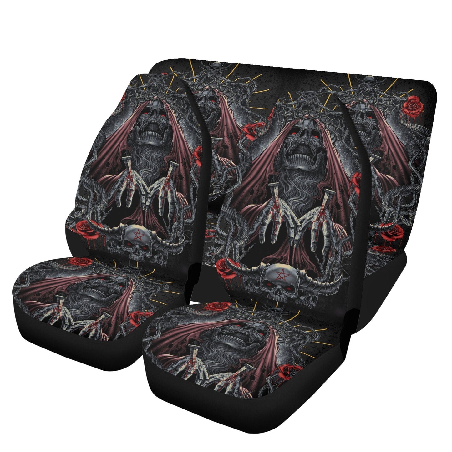 Ghost skull Car Seat Cover mat, Death skull seat cover mat for car Halloween skull skeleton seat cover, skull car mat, skull seat cover car
