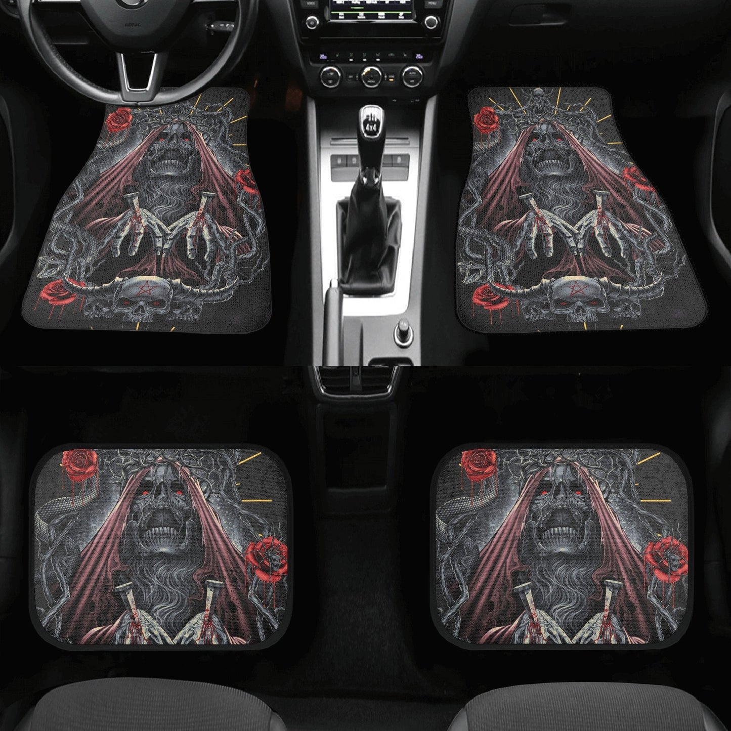 Ghost skull Car Seat Cover mat, Death skull seat cover mat for car Halloween skull skeleton seat cover, skull car mat, skull seat cover car
