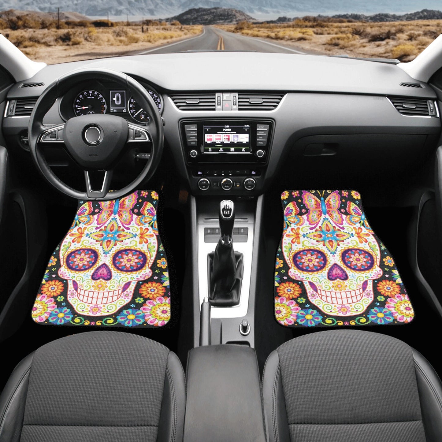 Sugar skull seat cover for car, day of the dead car seat cover car mat, Calaveras mexican skull car seat protector skull seat cover for car