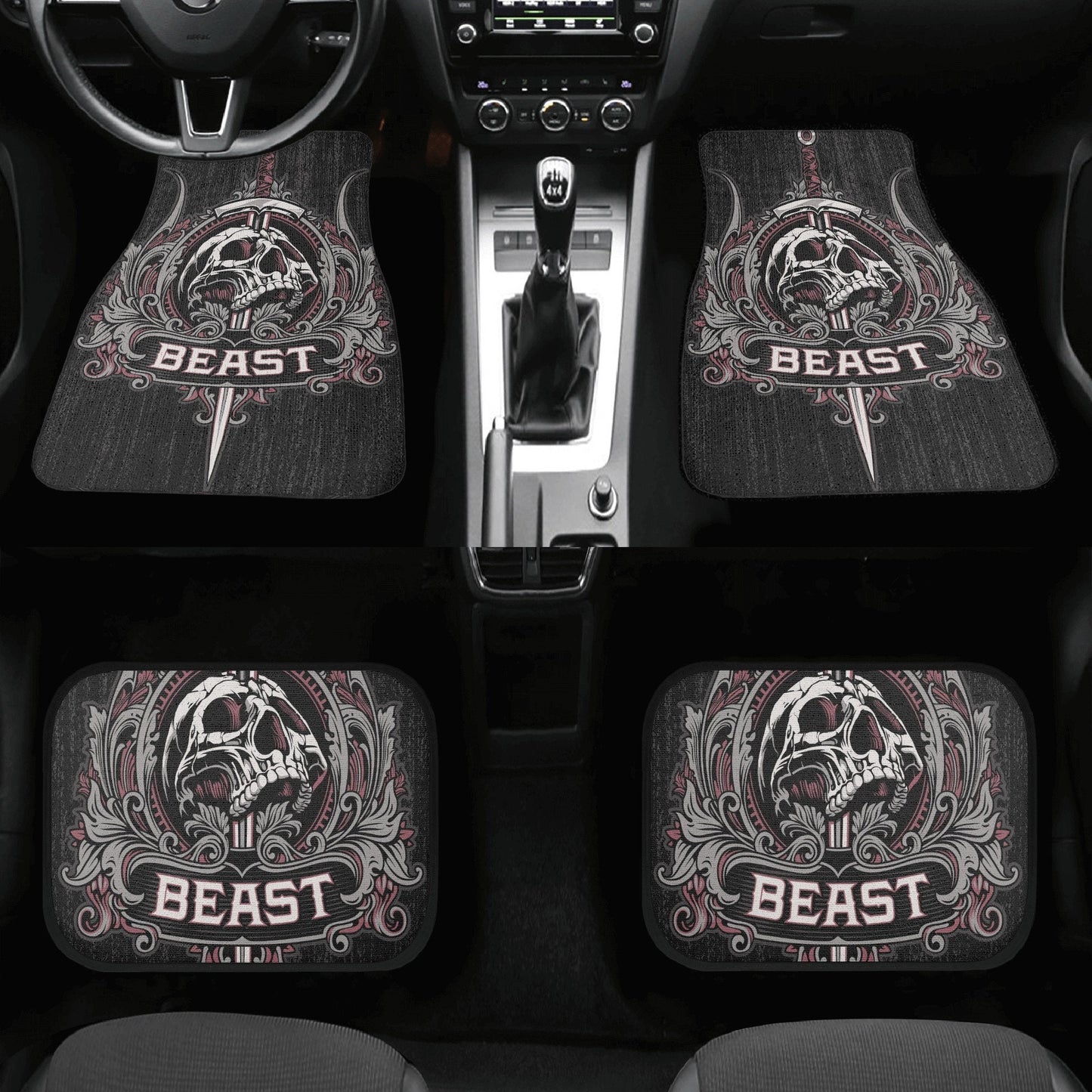 Beast Skull Car Seat Cover skull car mat, reaper skull seat cover mat for car, Halloween Beast seat protector cover mat protector for car