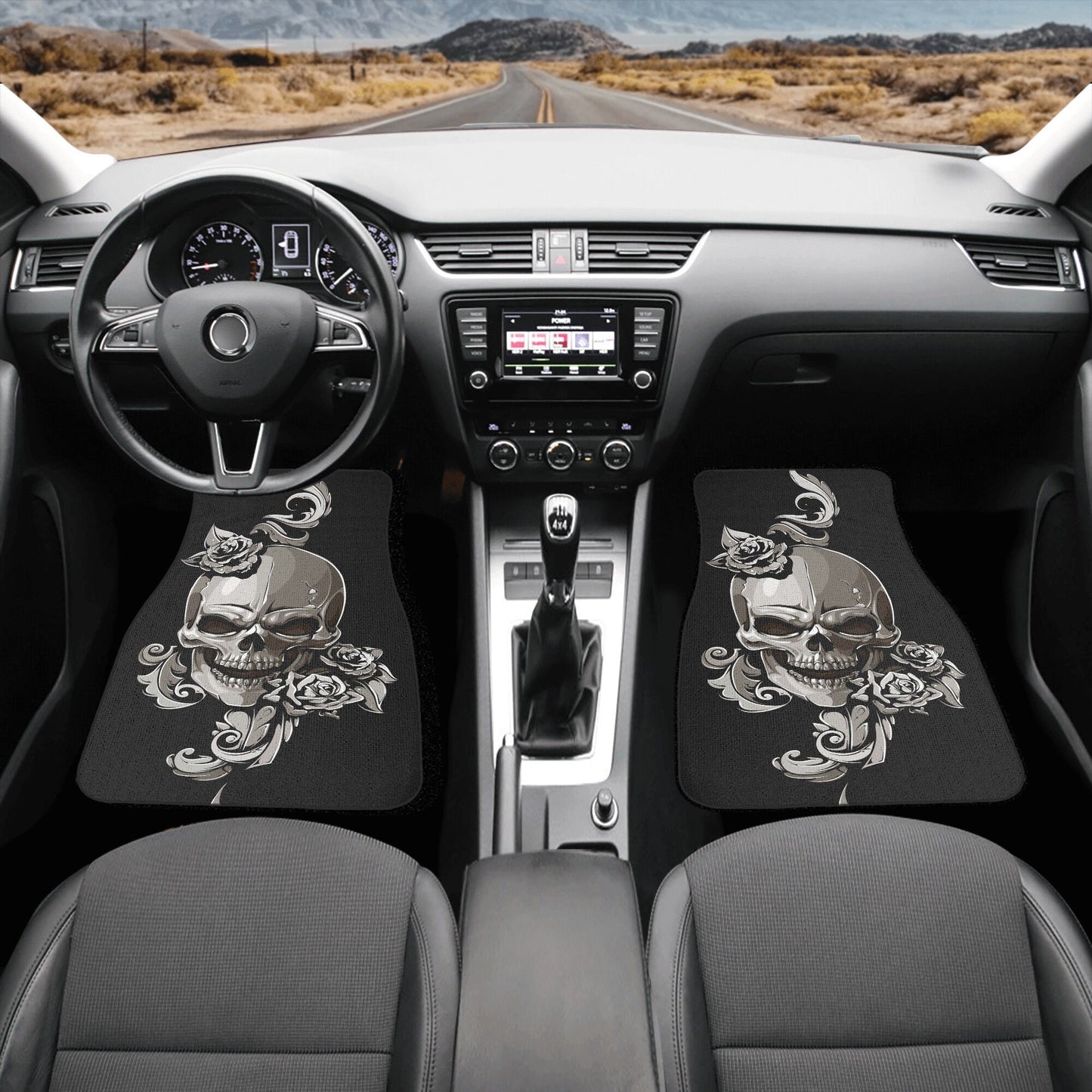 Floral skull car seat cover car mat, candy skull Seat Covers mat for car, skull seat cover rug mat for car, flower skull car seat cover mats