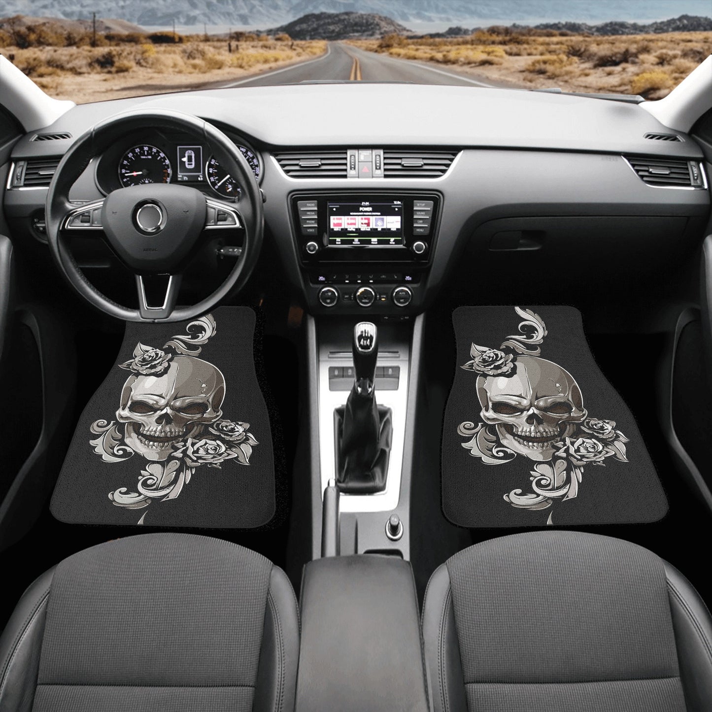 Floral skull car seat cover car mat, candy skull Seat Covers mat for car, skull seat cover rug mat for car, flower skull car seat cover mats