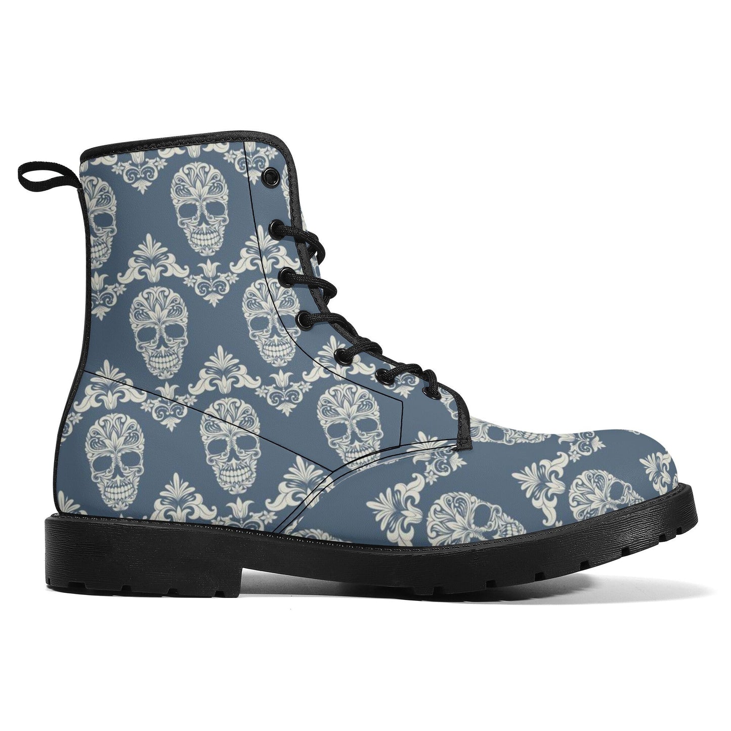 Cany sugar skull leather boots, Mexican skull boots, Dia de los muertos sugar skull boots for women men, skull men boots gothic women boots