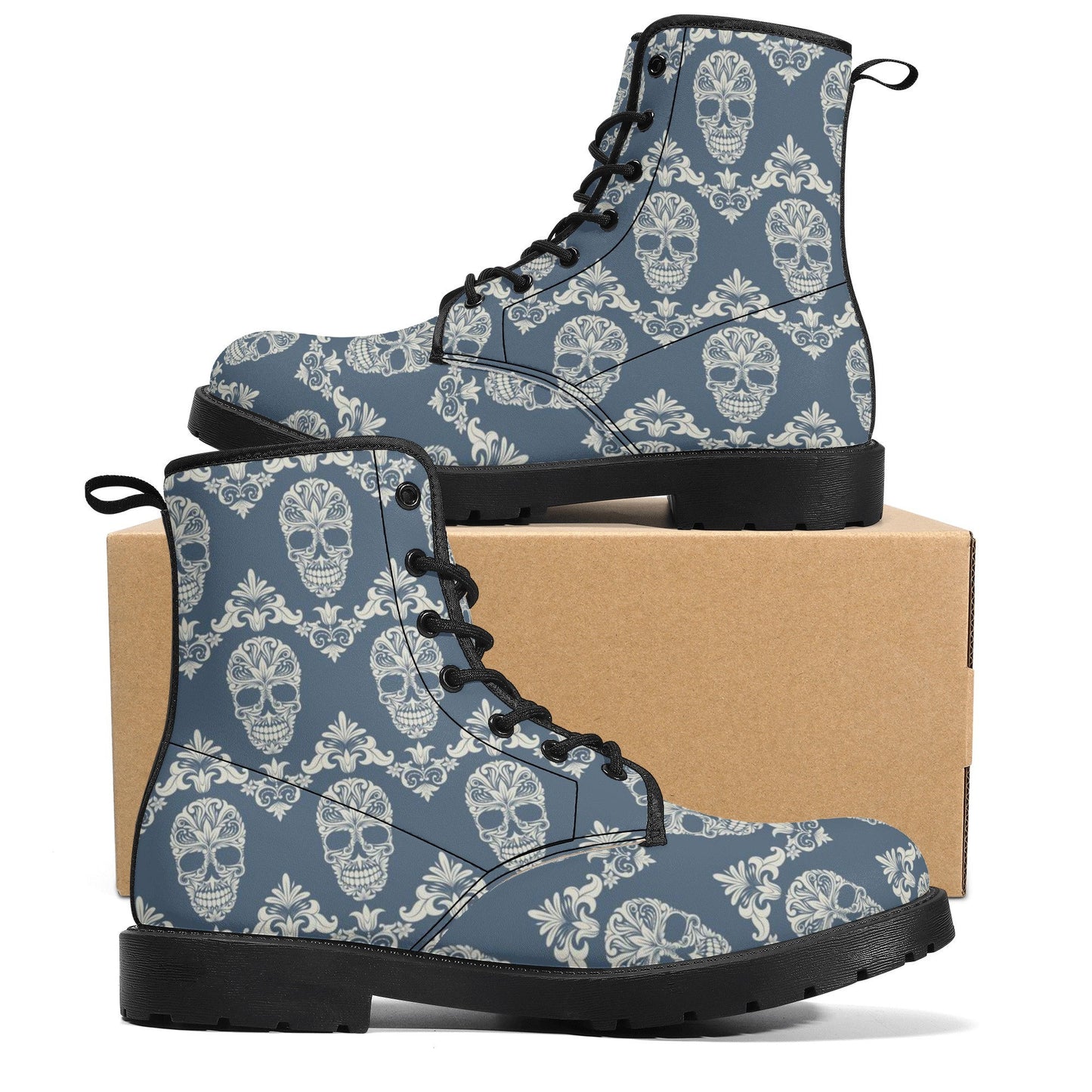 Cany sugar skull leather boots, Mexican skull boots, Dia de los muertos sugar skull boots for women men, skull men boots gothic women boots