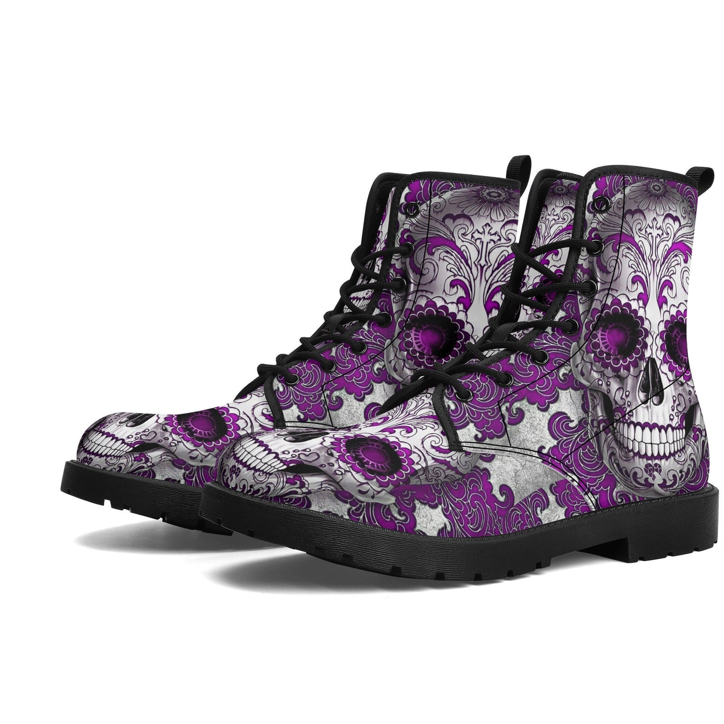 Day of the dead skull leather boots, Sugar skull boots, Dia de los muertos sugar skull boots for women, skull men boots gothic women boots