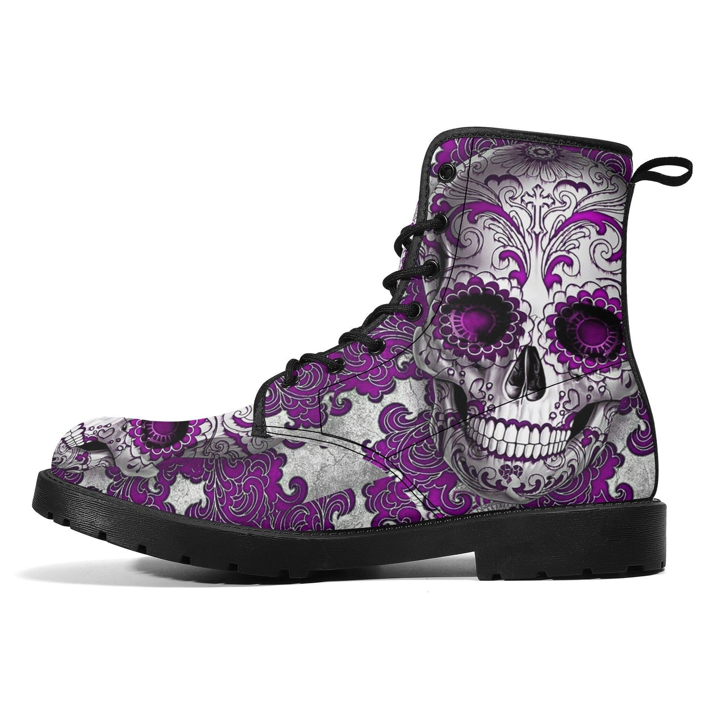 Day of the dead skull leather boots, Sugar skull boots, Dia de los muertos sugar skull boots for women, skull men boots gothic women boots
