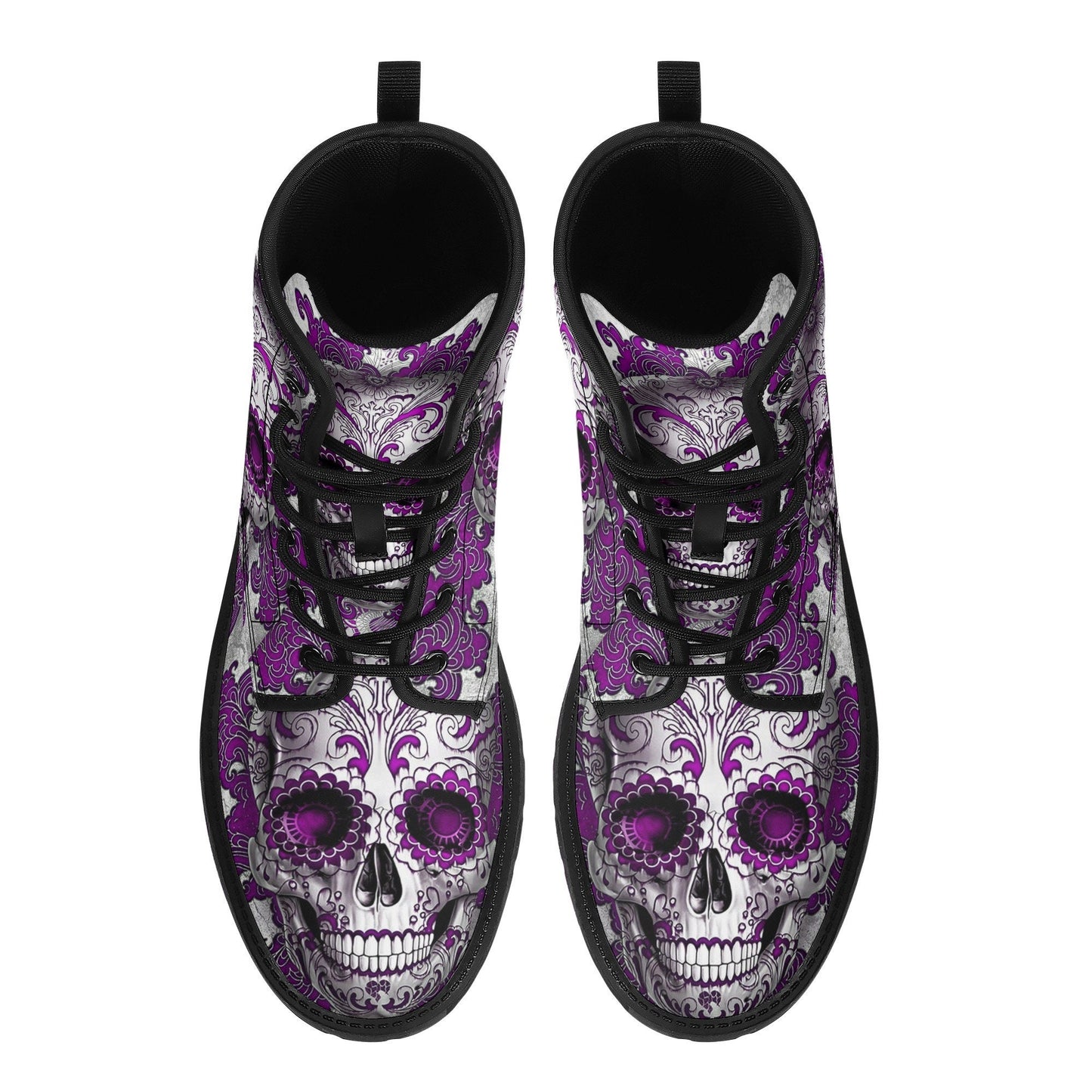Day of the dead skull leather boots, Sugar skull boots, Dia de los muertos sugar skull boots for women, skull men boots gothic women boots