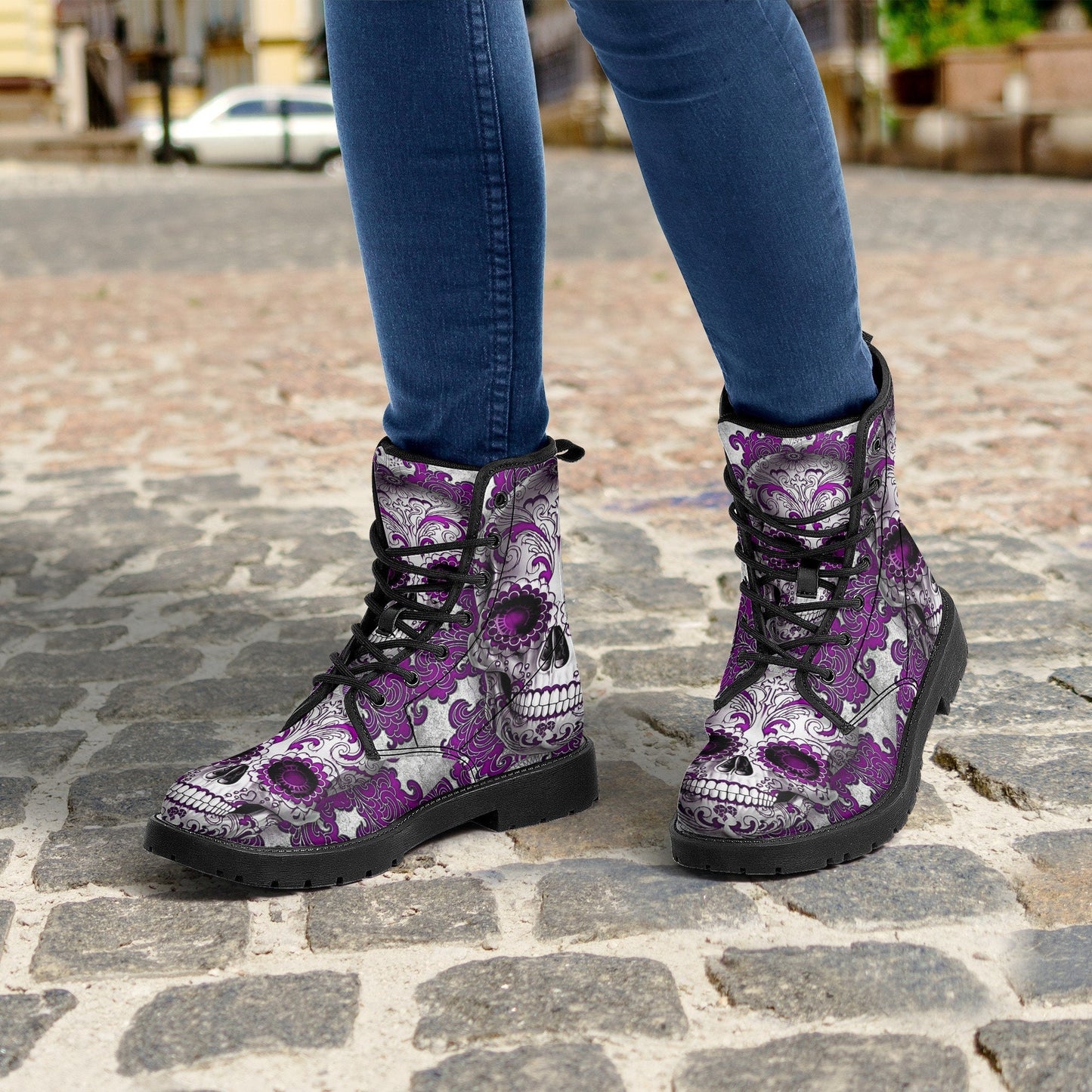 Day of the dead skull leather boots, Sugar skull boots, Dia de los muertos sugar skull boots for women, skull men boots gothic women boots