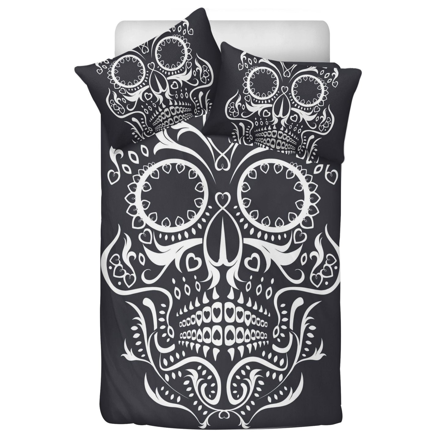 4pcs Floral sugar skull bedding duvet cover set, day of the dead skull candy skull bedding set, sugar skull duvet cover set pillow covers